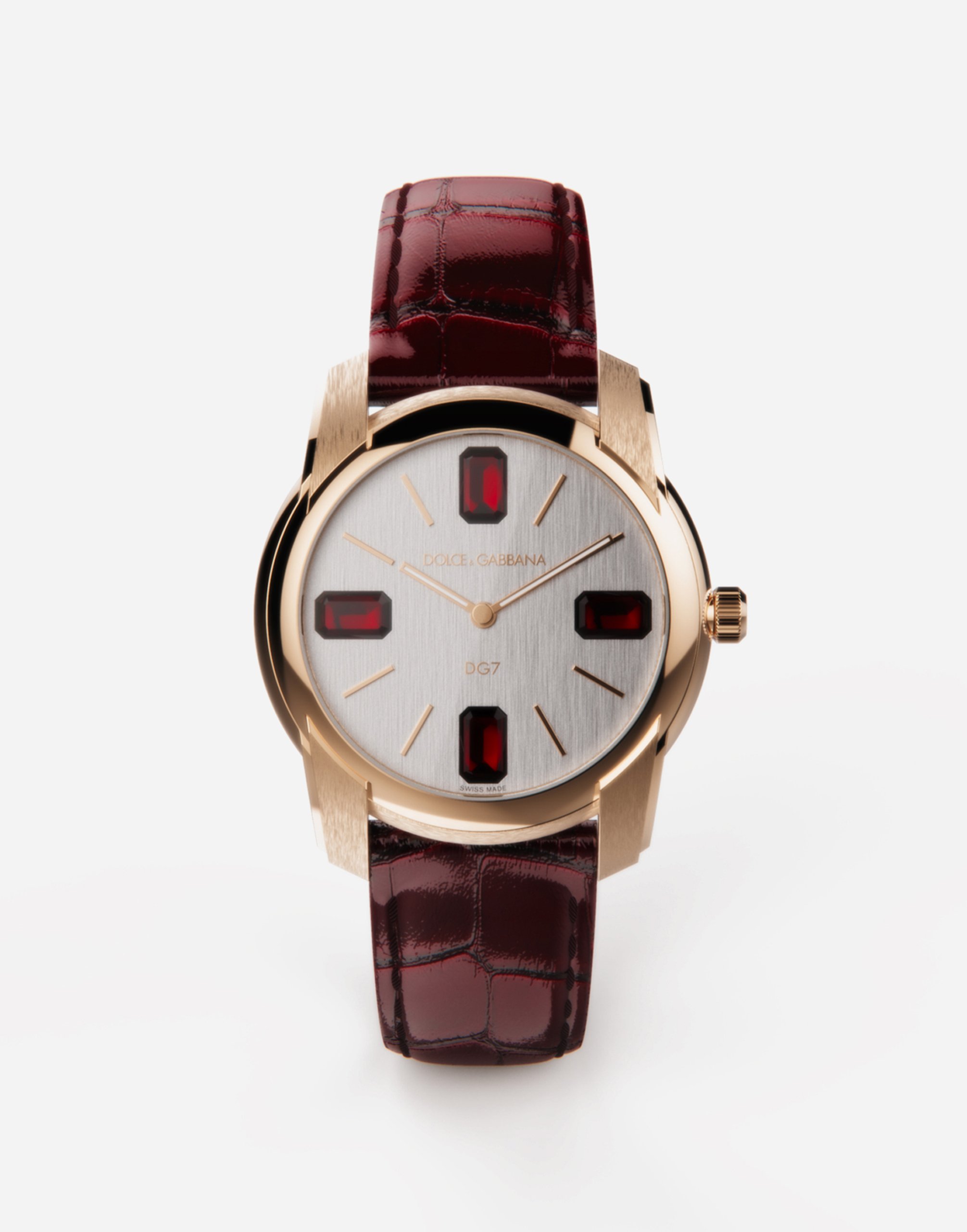 Dolce & Gabbana Gold Watch With Rubies In Burgundy