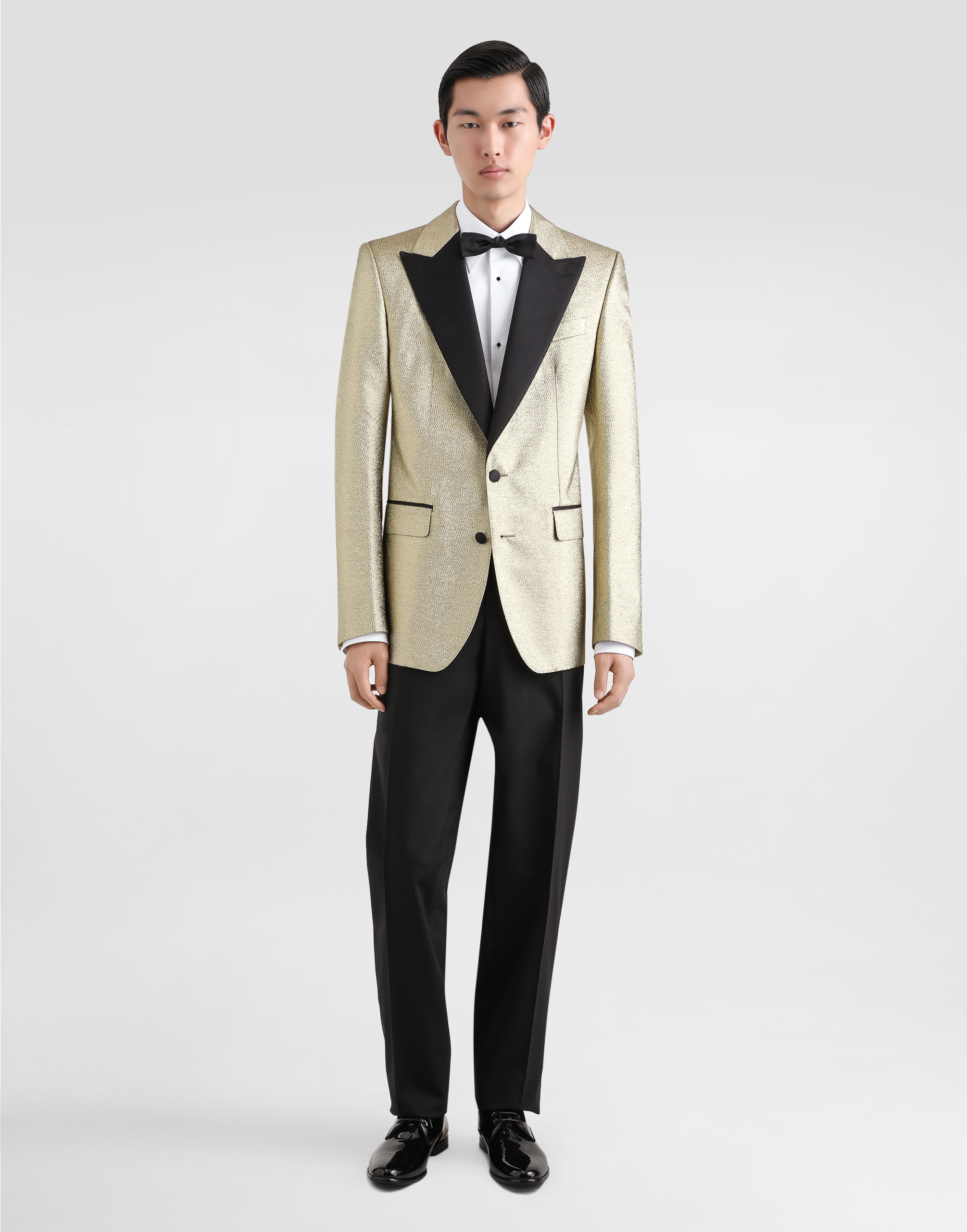 Dolce & Gabbana Single-breasted Lamé Jacquard Tuxedo Jacket In Gold