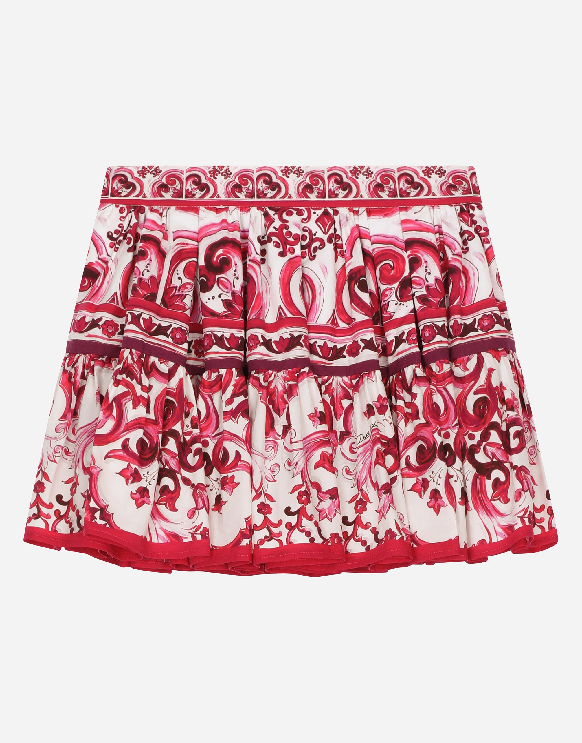 Dolce & Gabbana Kids' Majolica-print Poplin Skirt In Multicolor
