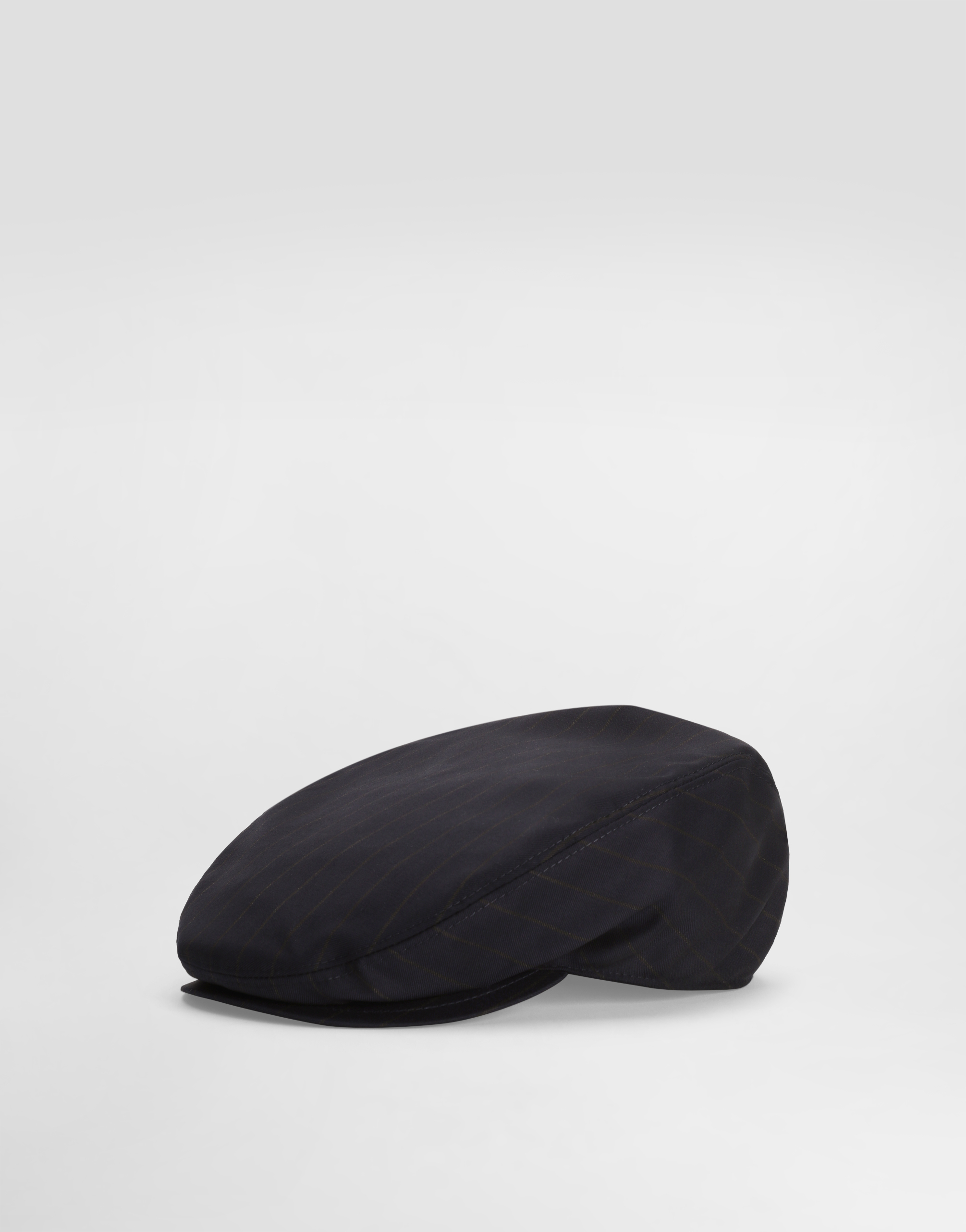 Dolce & Gabbana Virgin Wool Pinstripe Flat Cap In Black