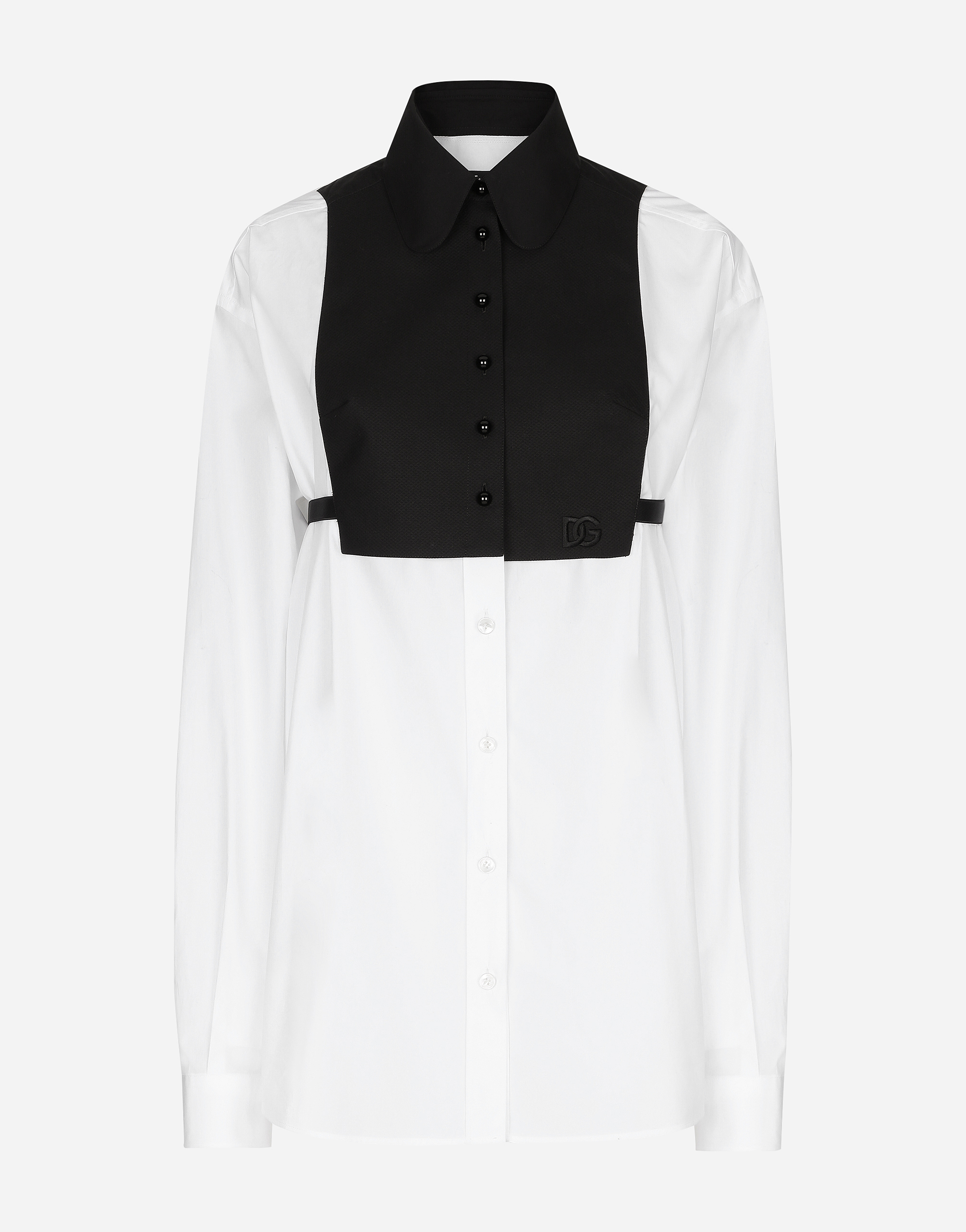 Dolce & Gabbana Cotton Shirt With Contrasting Shirt Front In White