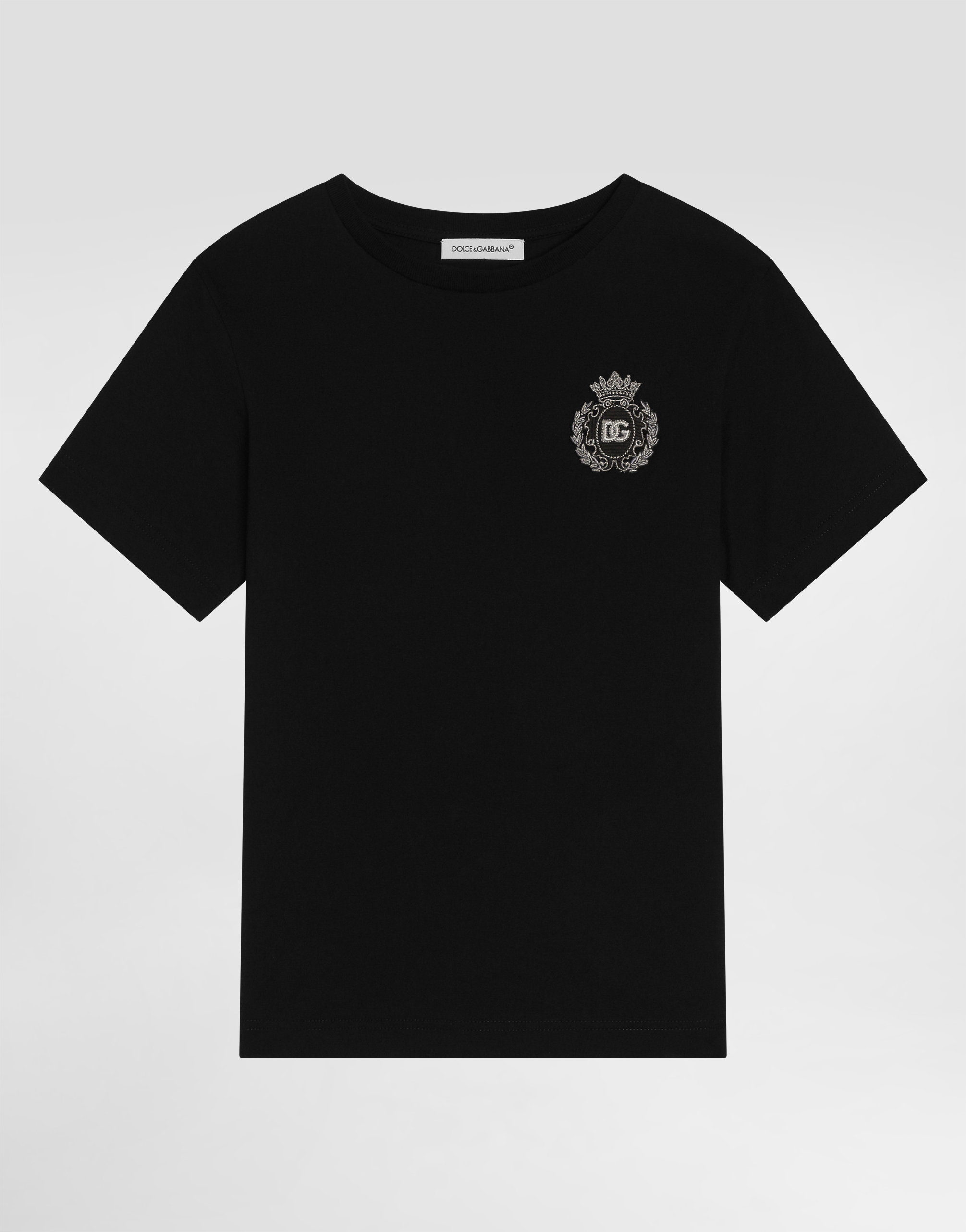 Jersey T-shirt with patch in Black for Boys | Dolce&Gabbana®