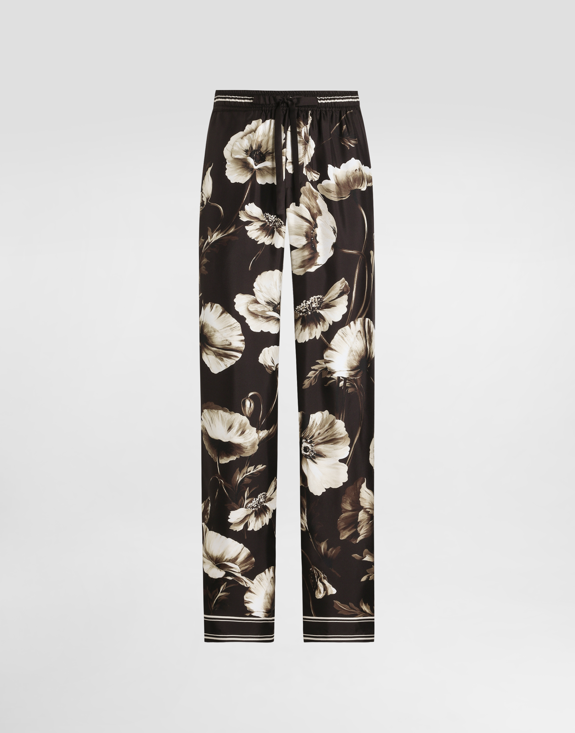 Poppy-print silk twill trousers in Print for Men | Dolce&Gabbana® US