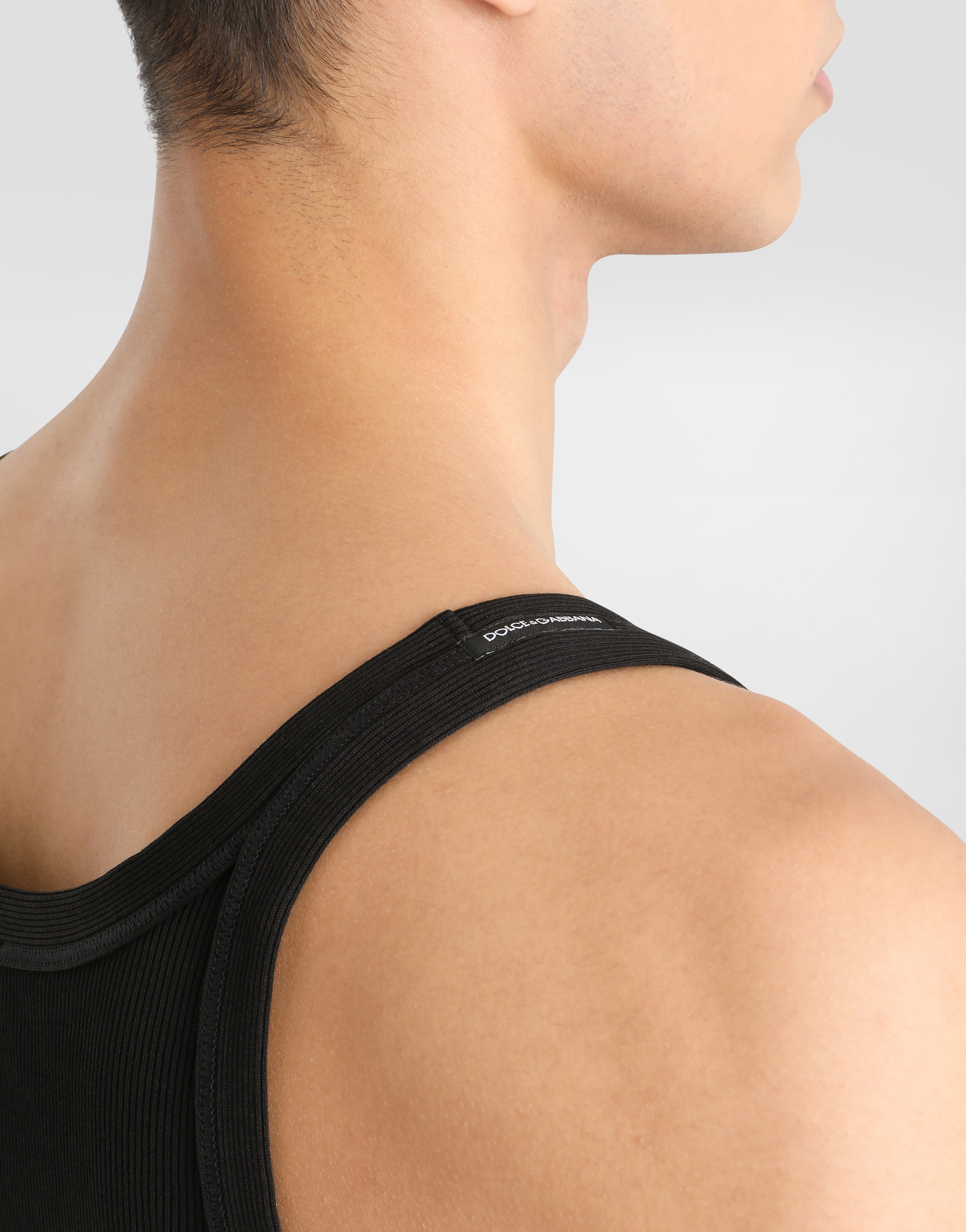 Fine-rib washed cotton singlet
