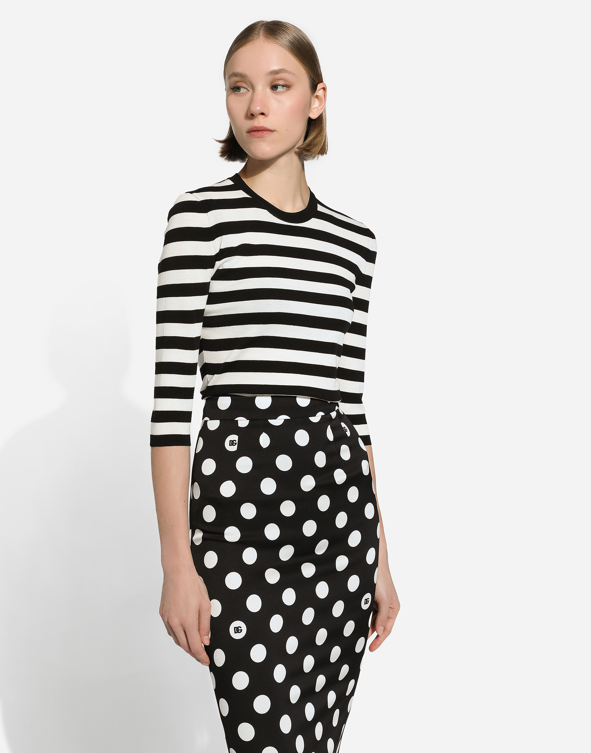 Dolce & Gabbana Striped Cropped Jumper In マルチカラー