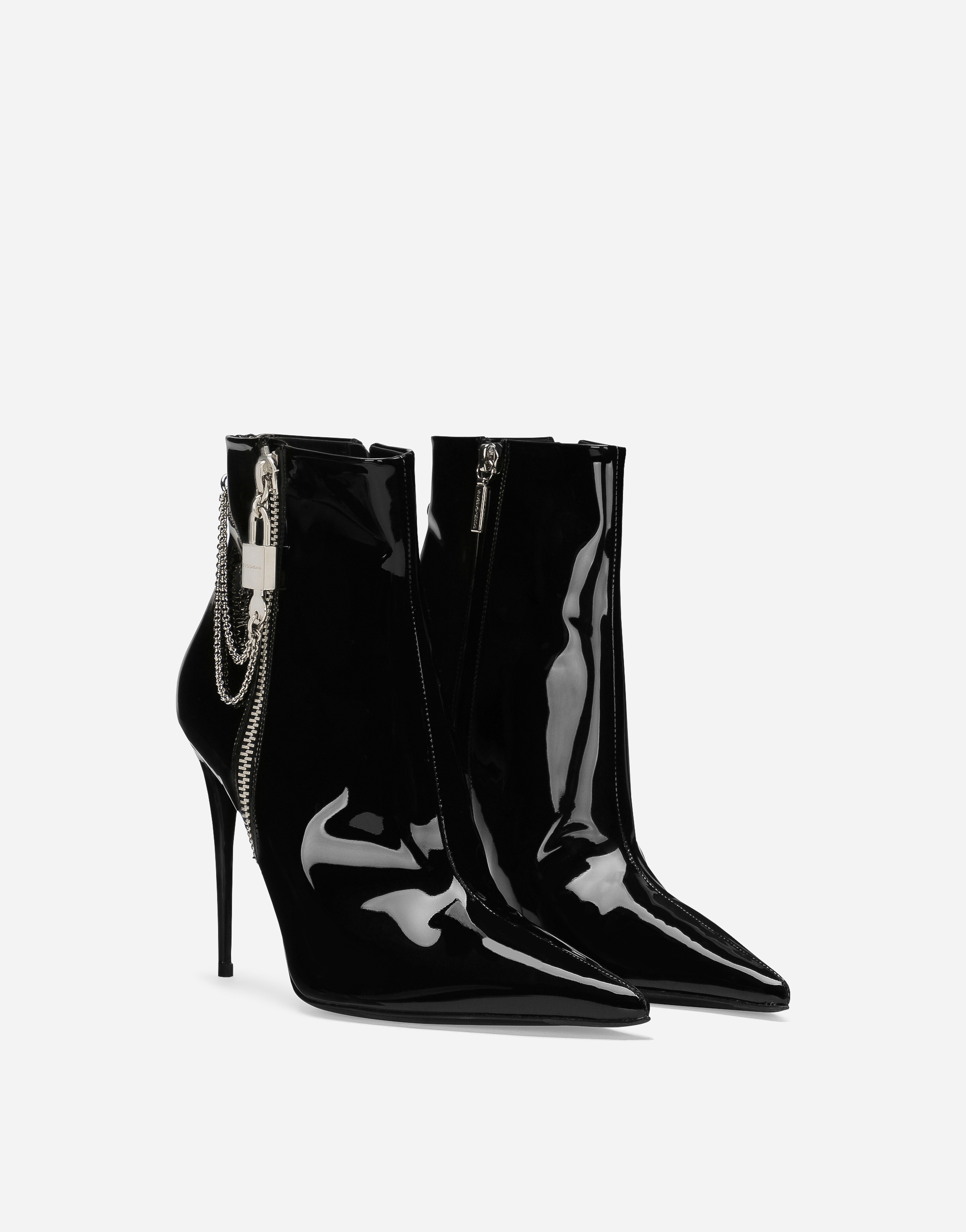 Shop Dolce & Gabbana Patent Leather Ankle Boots In Nero