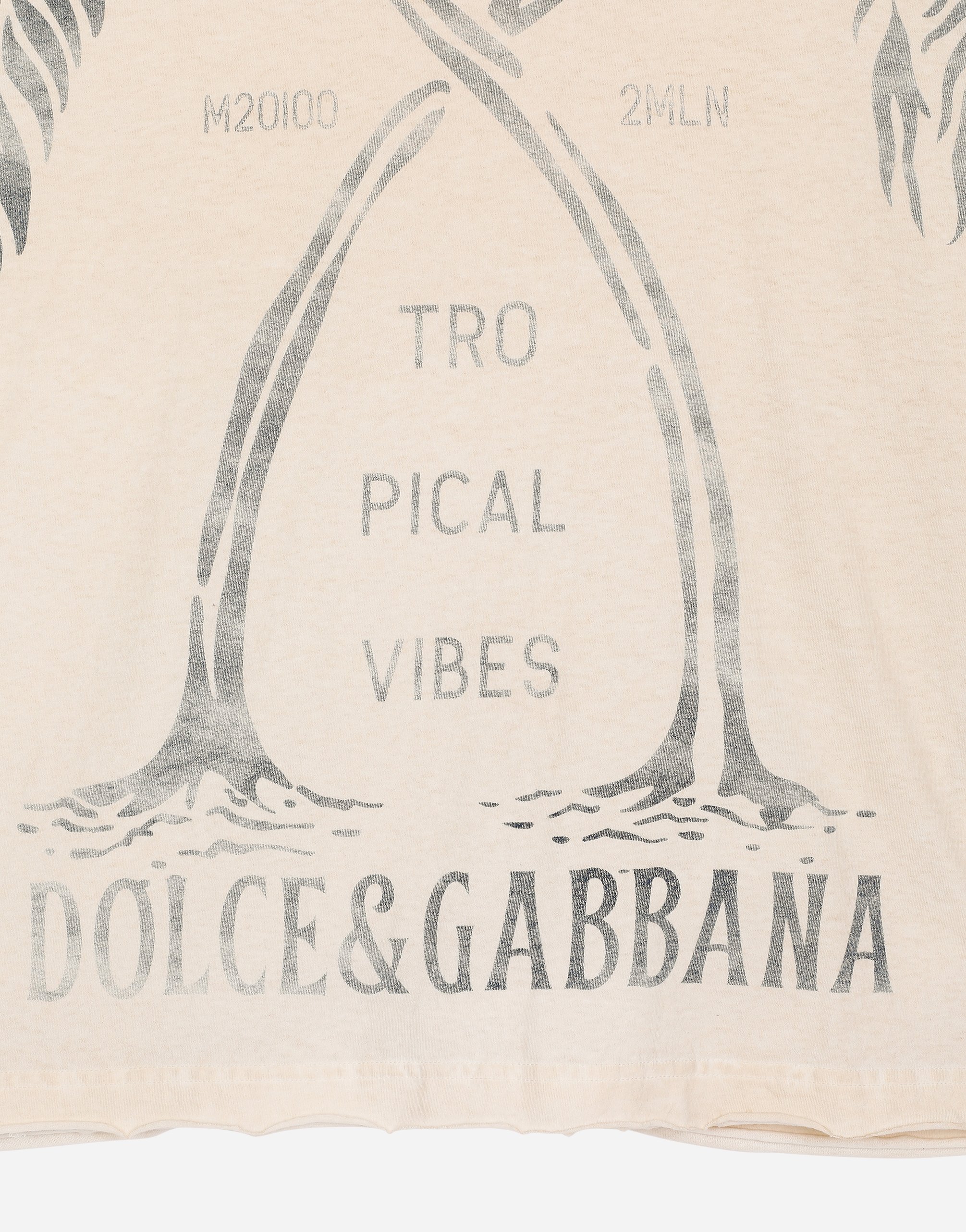 Shop Dolce & Gabbana Short-sleeved Cotton T-shirt With Banana Tree Print In Yellow