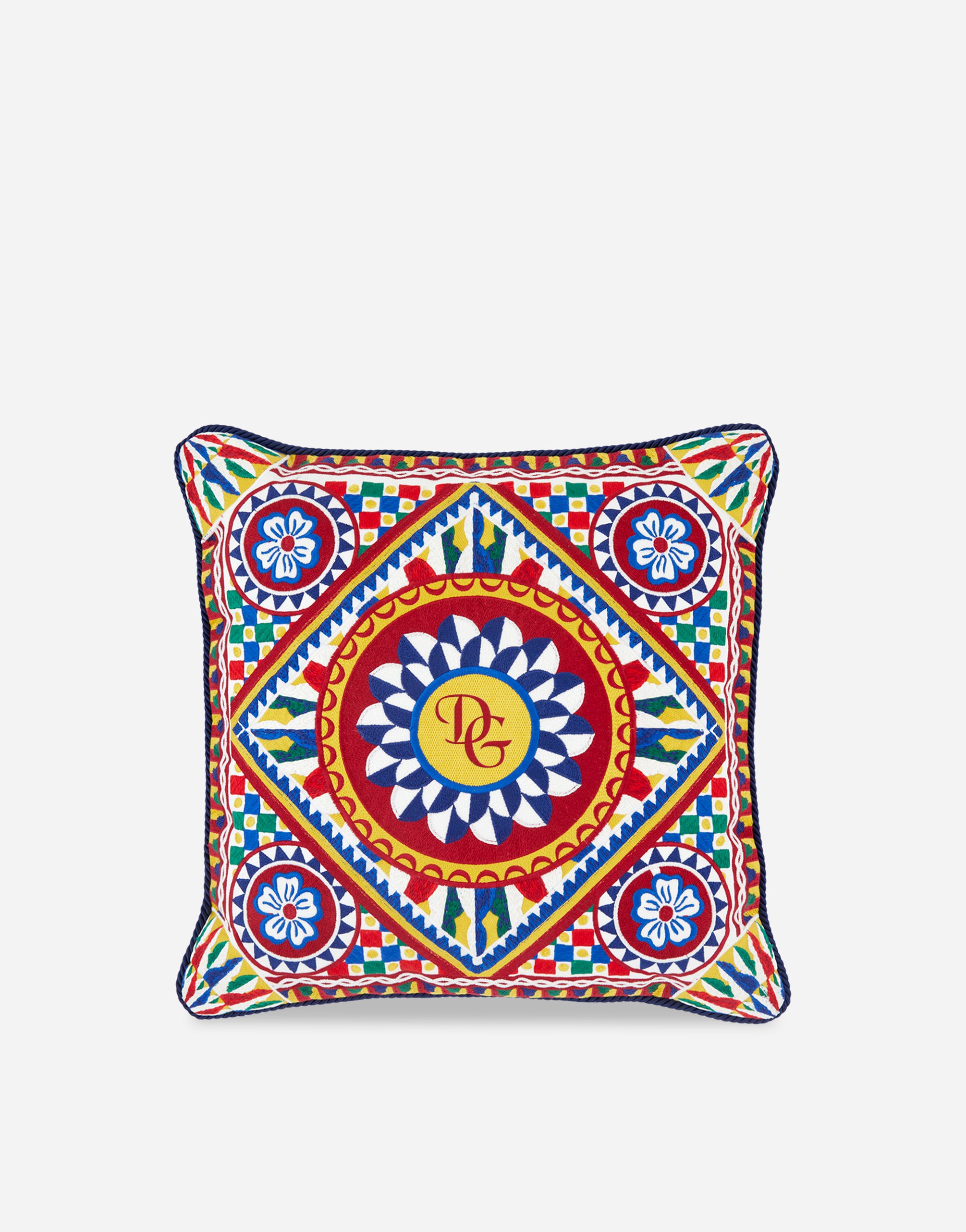 Dolce & Gabbana Embroidered Cushion Medium In Multicolor