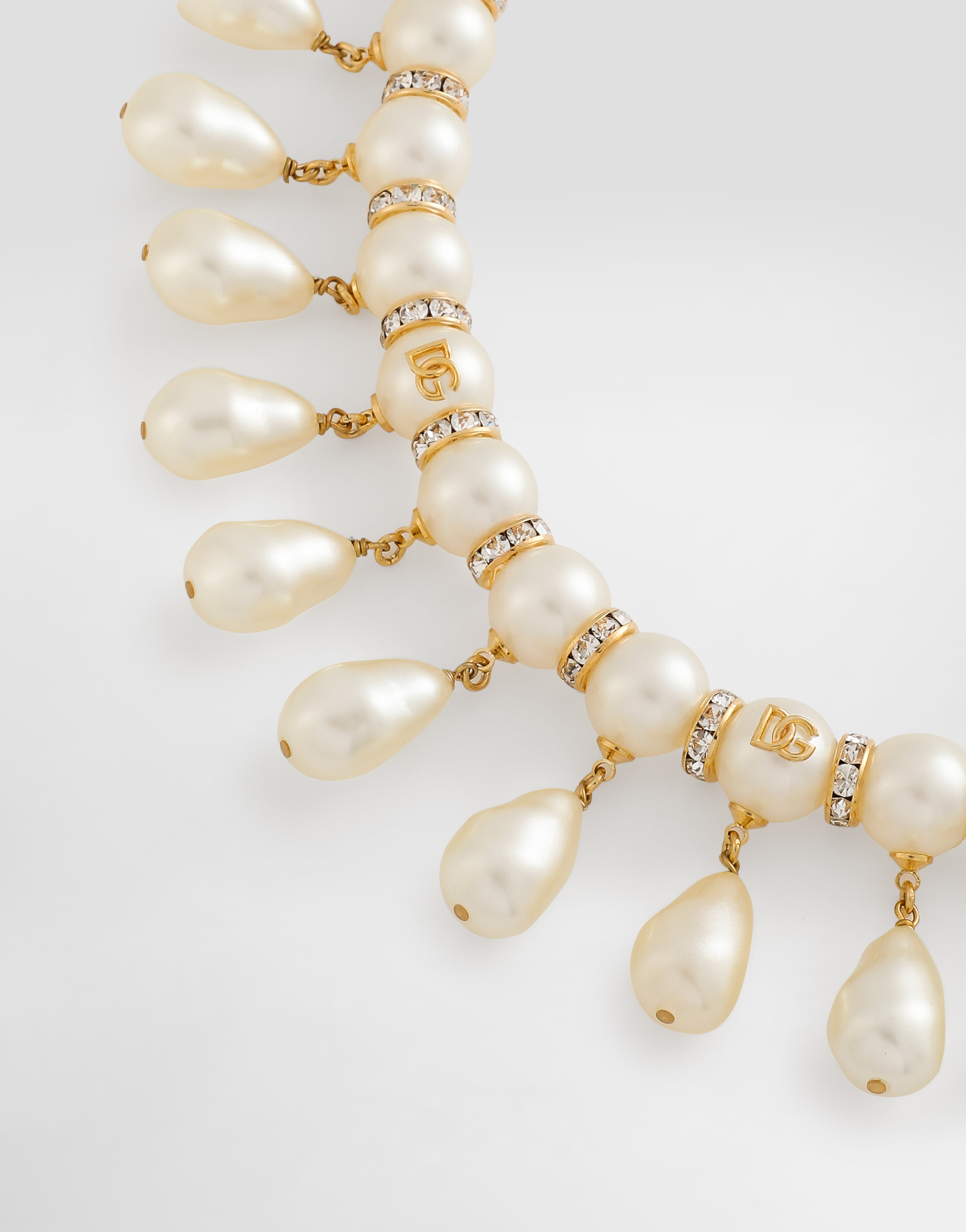 Dolce & Gabbana Logo-embellished Pearl Necklace
