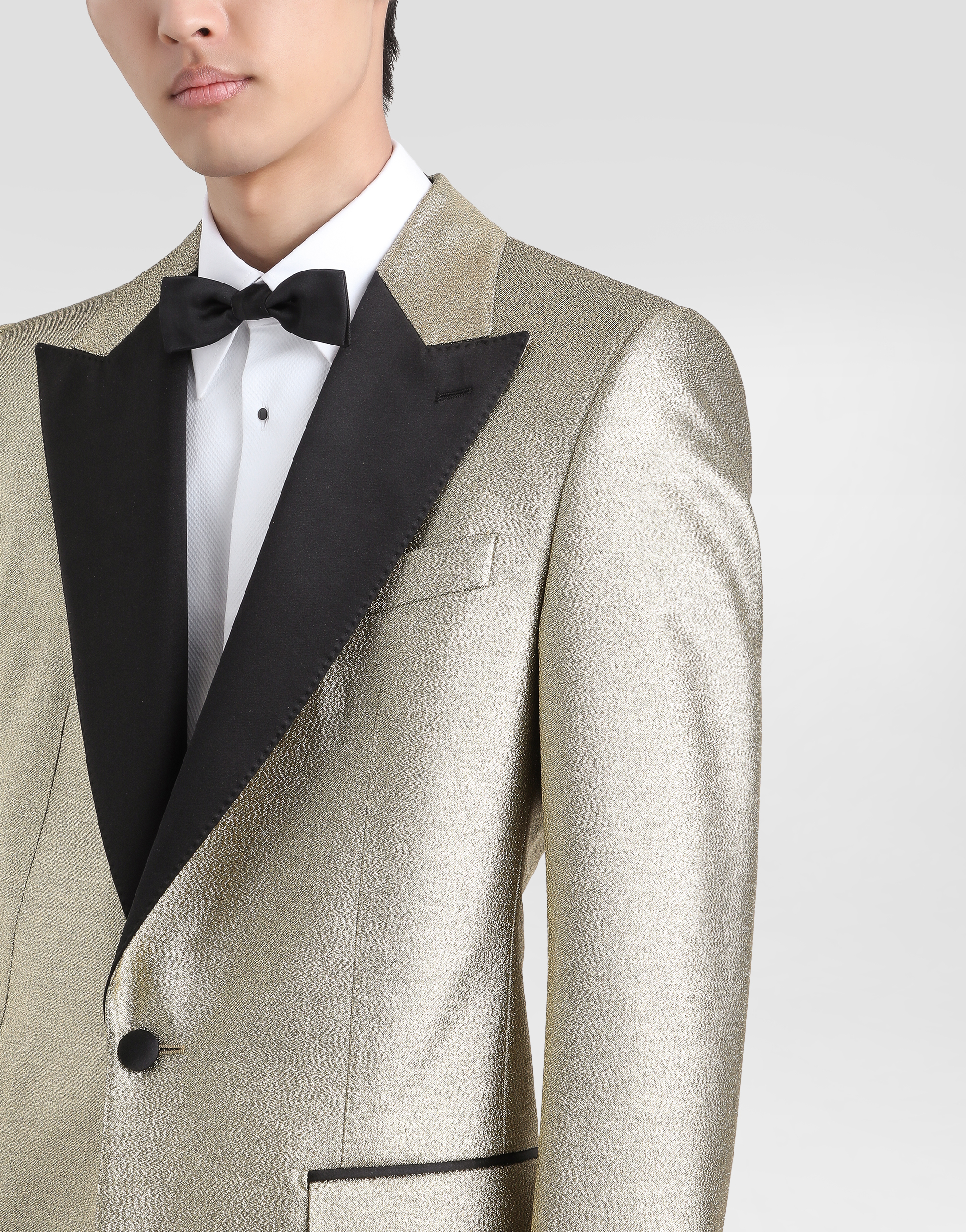 Dolce & Gabbana Single-breasted Lamé Jacquard Tuxedo Jacket In Gold