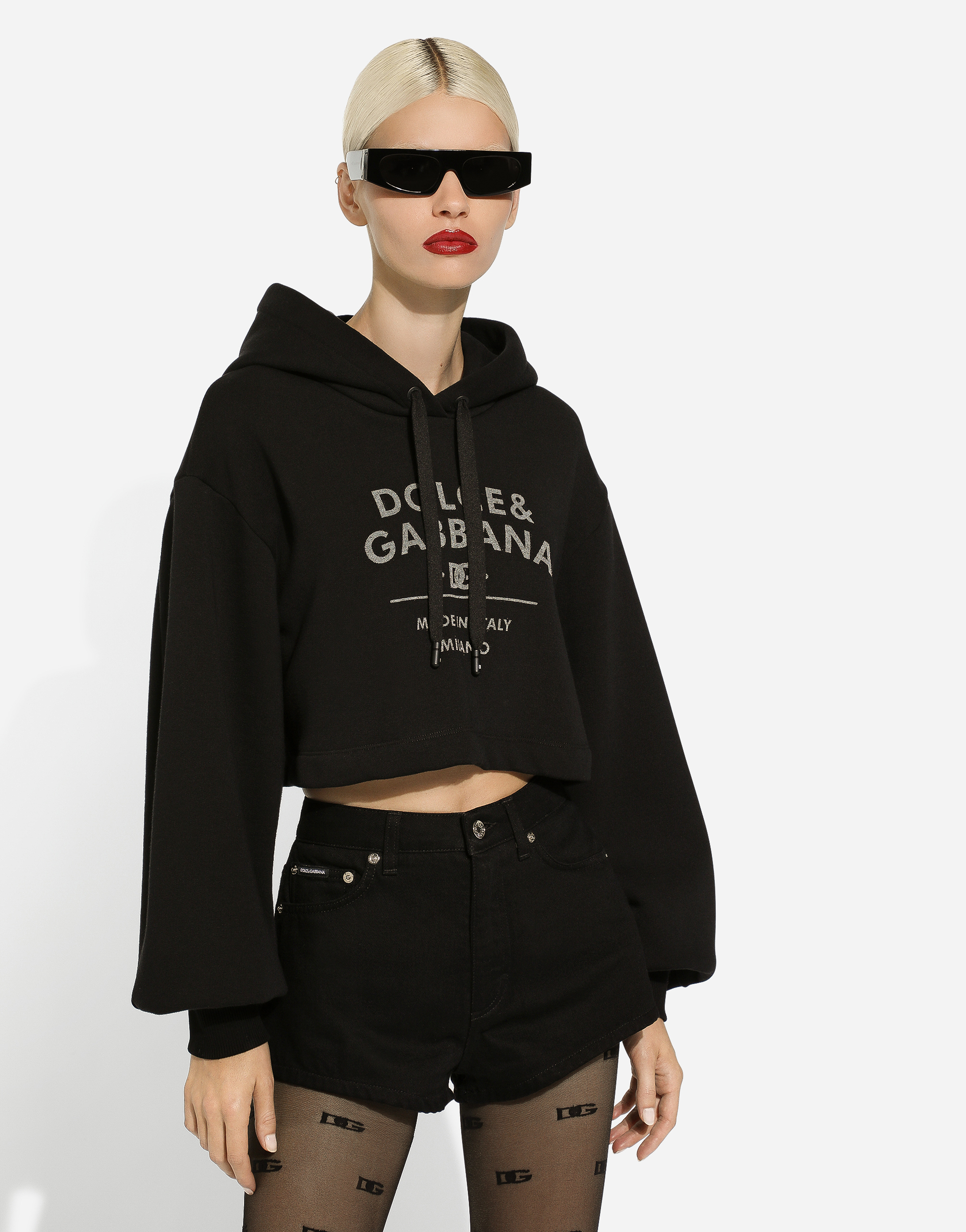 Jersey hoodie with Dolce&Gabbana logo lettering