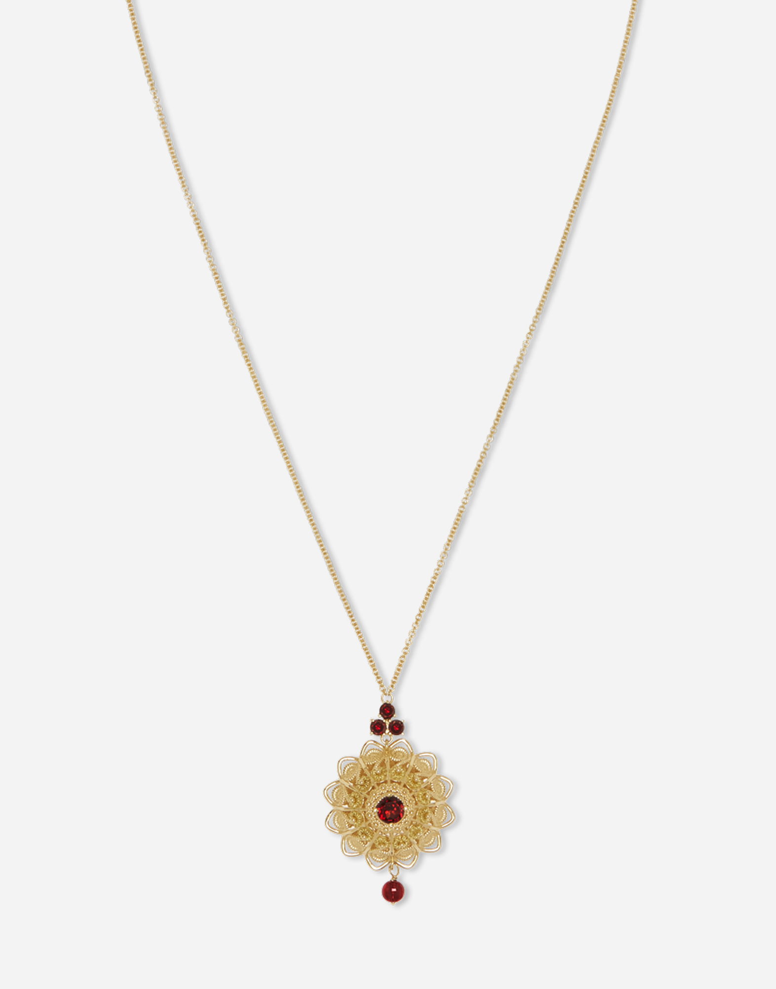 Dolce & Gabbana Pizzo Pendant In Yellow Gold And Rhodolite Garnets Gold Female Onesize In Gold