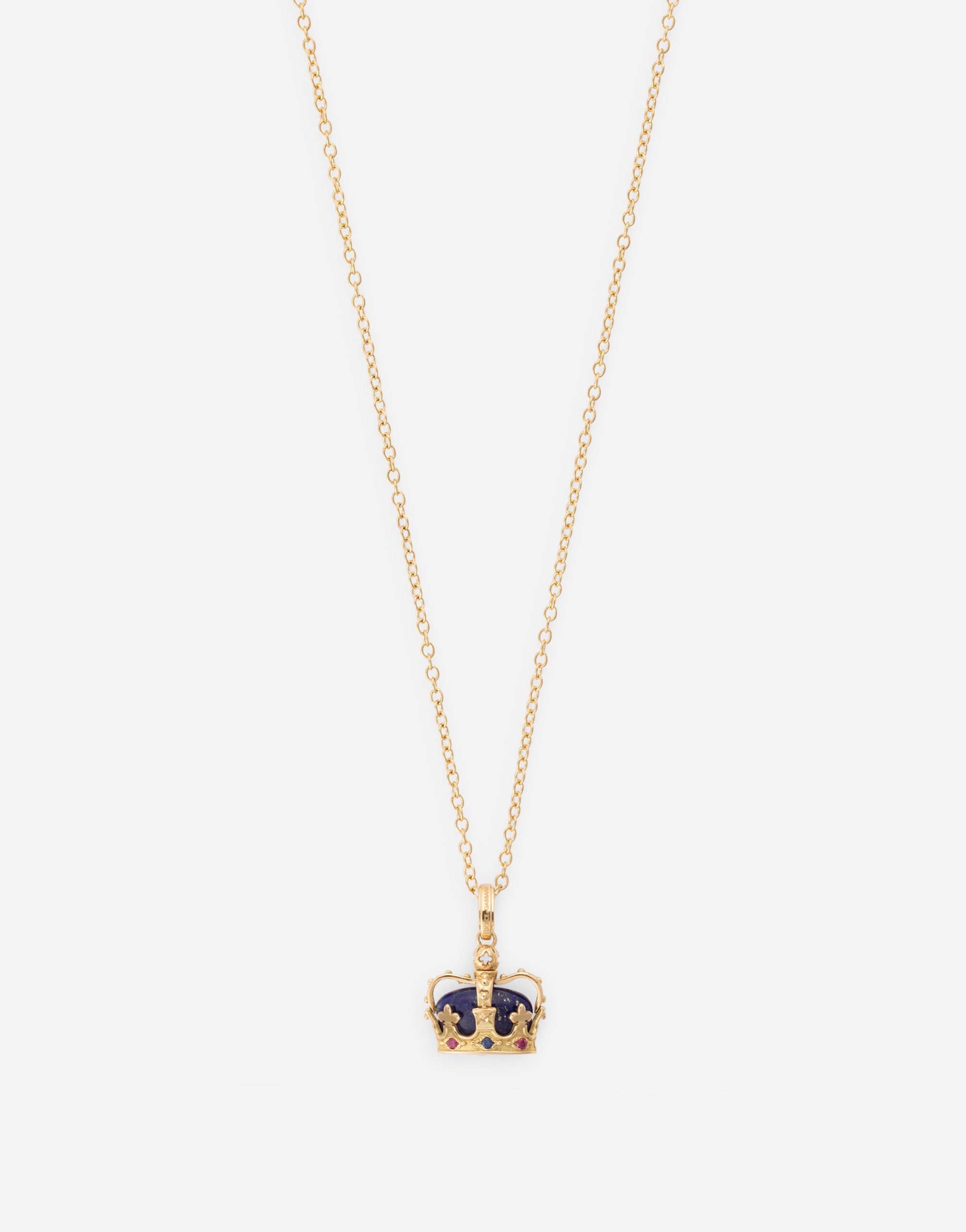DOLCE & GABBANA CROWN YELLOW GOLD PENDANT WITH LAPIS LAZULI