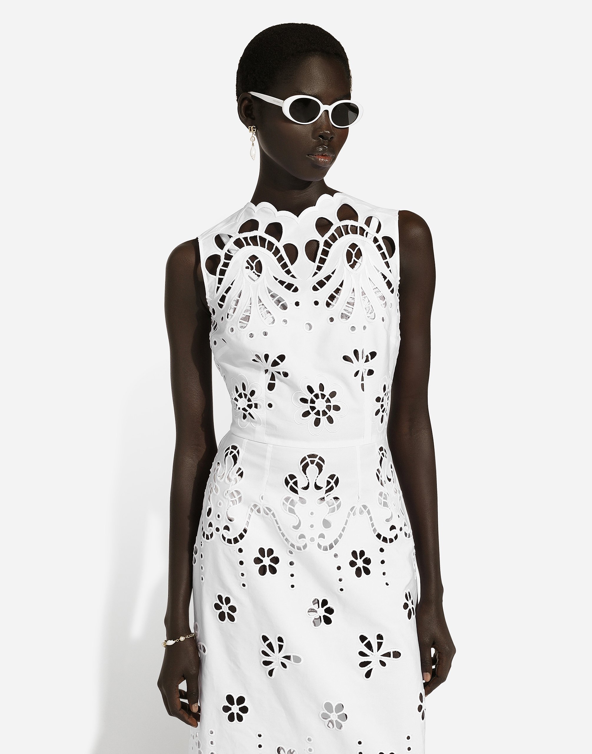 Dolce & Gabbana Cut-out Stretch-cotton Maxi Dress In White