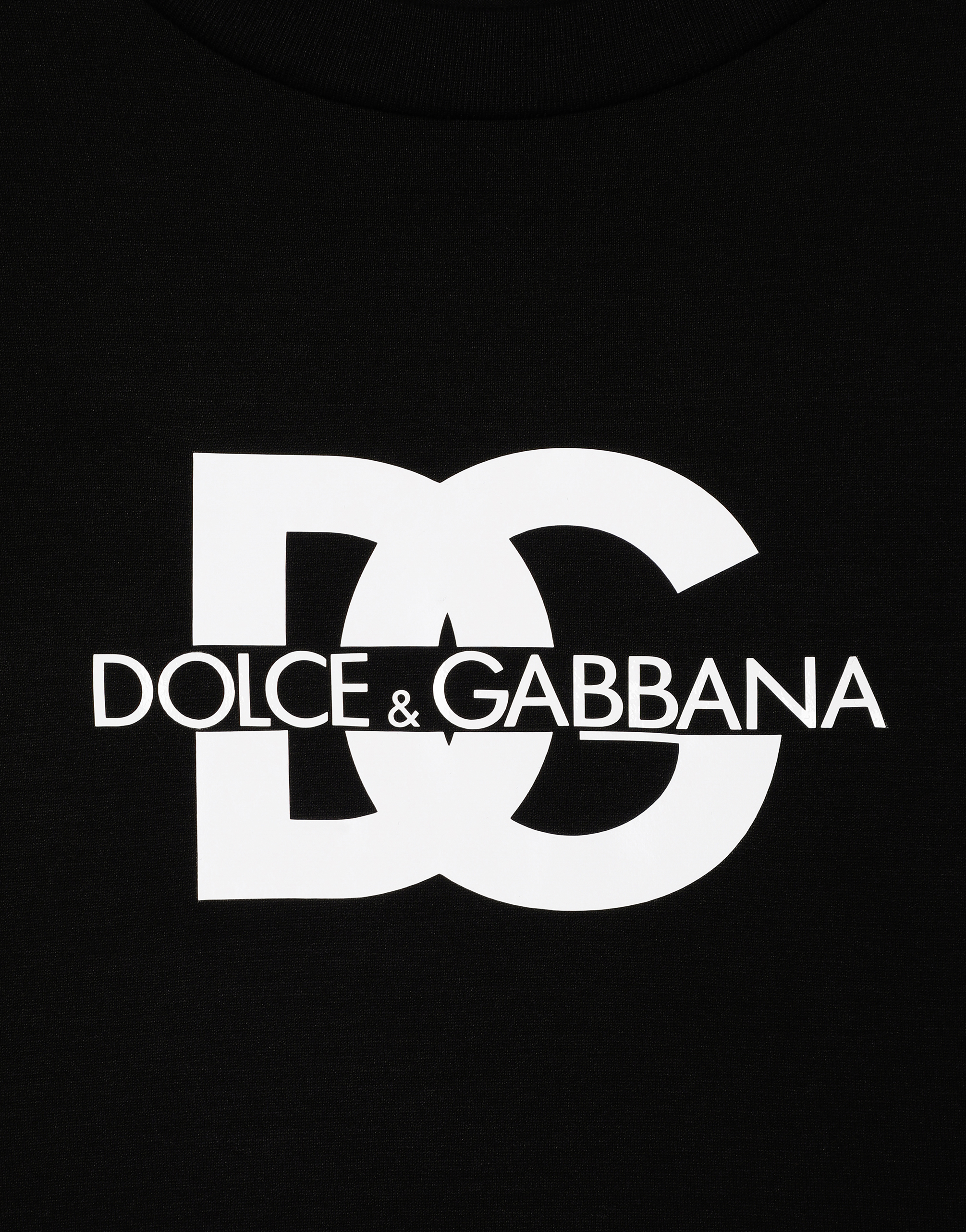 Dolce & Gabbana Black T-shirt With Crew Neck And Printed Logo On The Front In Black