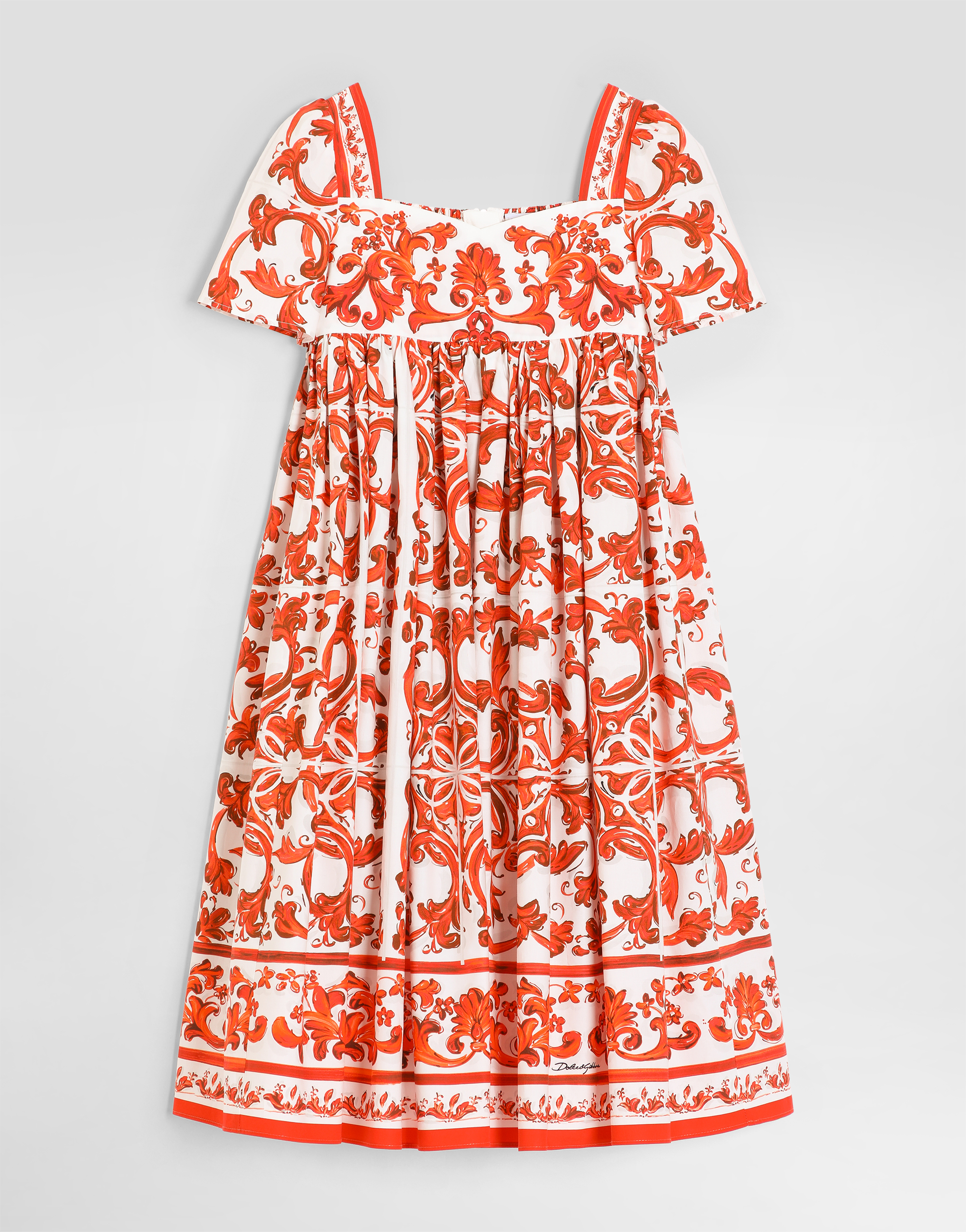 Majolica-print poplin dress in Multicolor for Girls