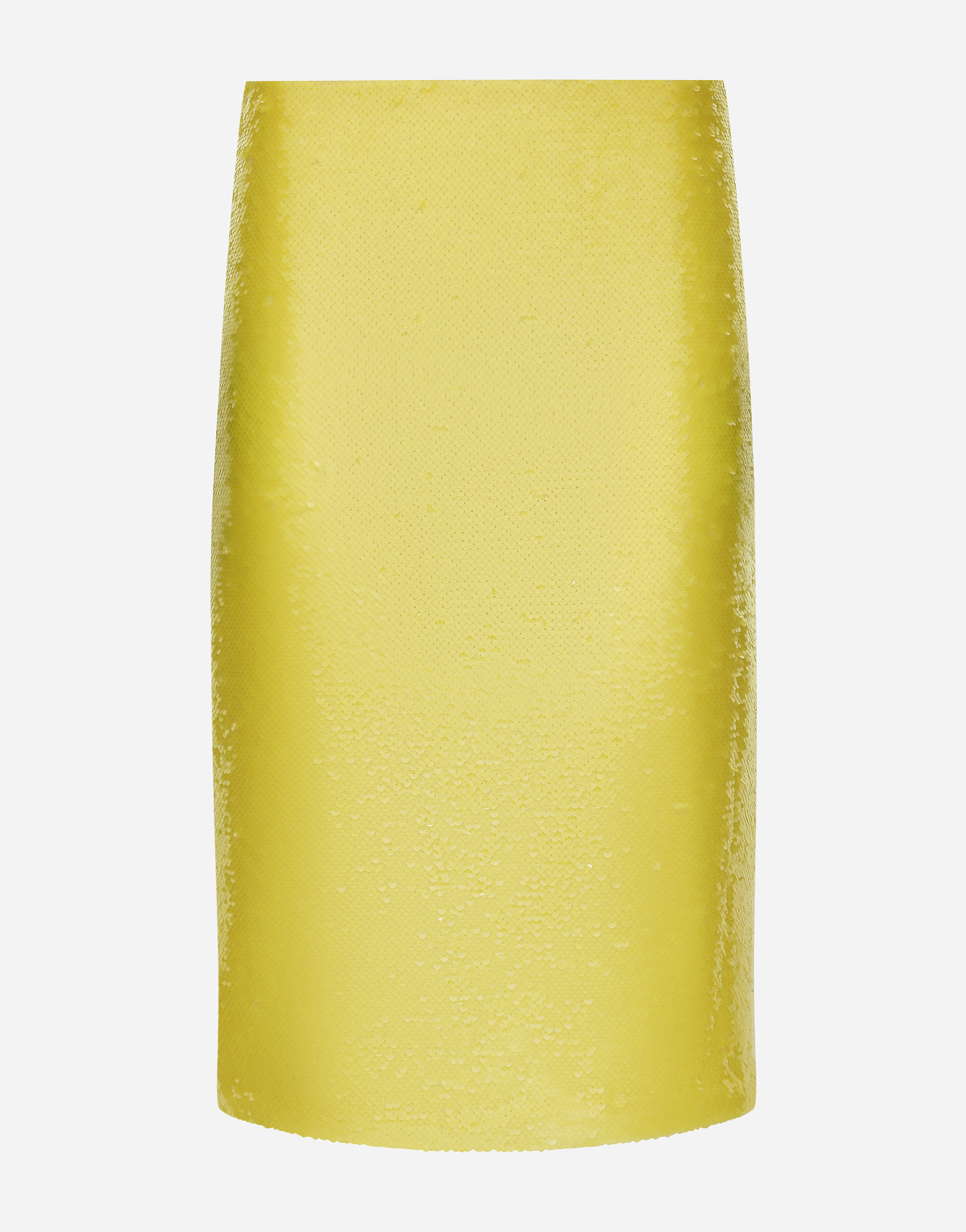 Shop Dolce & Gabbana Sequined Pencil Skirt In Yellow
