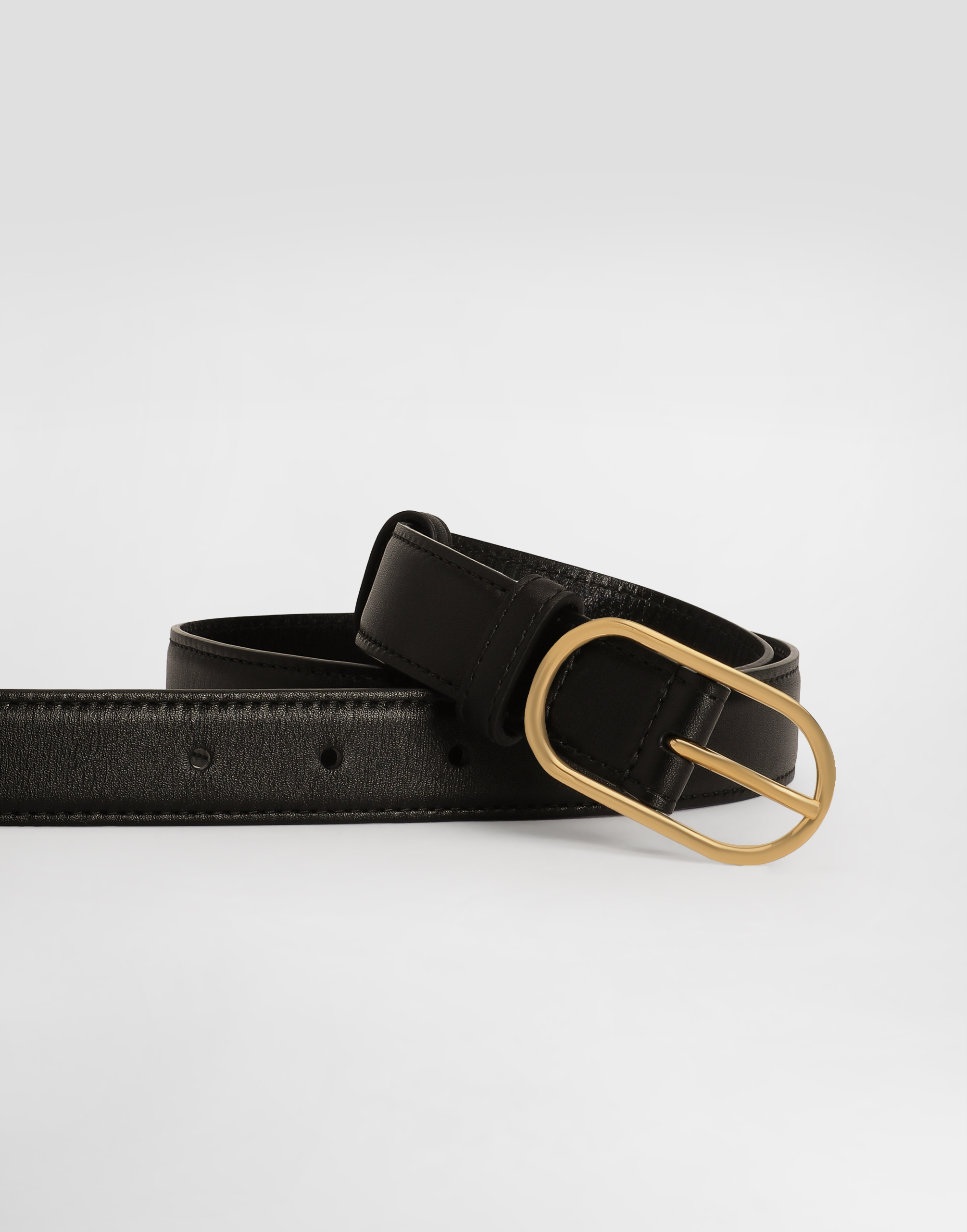 Dolce & Gabbana Calfskin Belt In Black