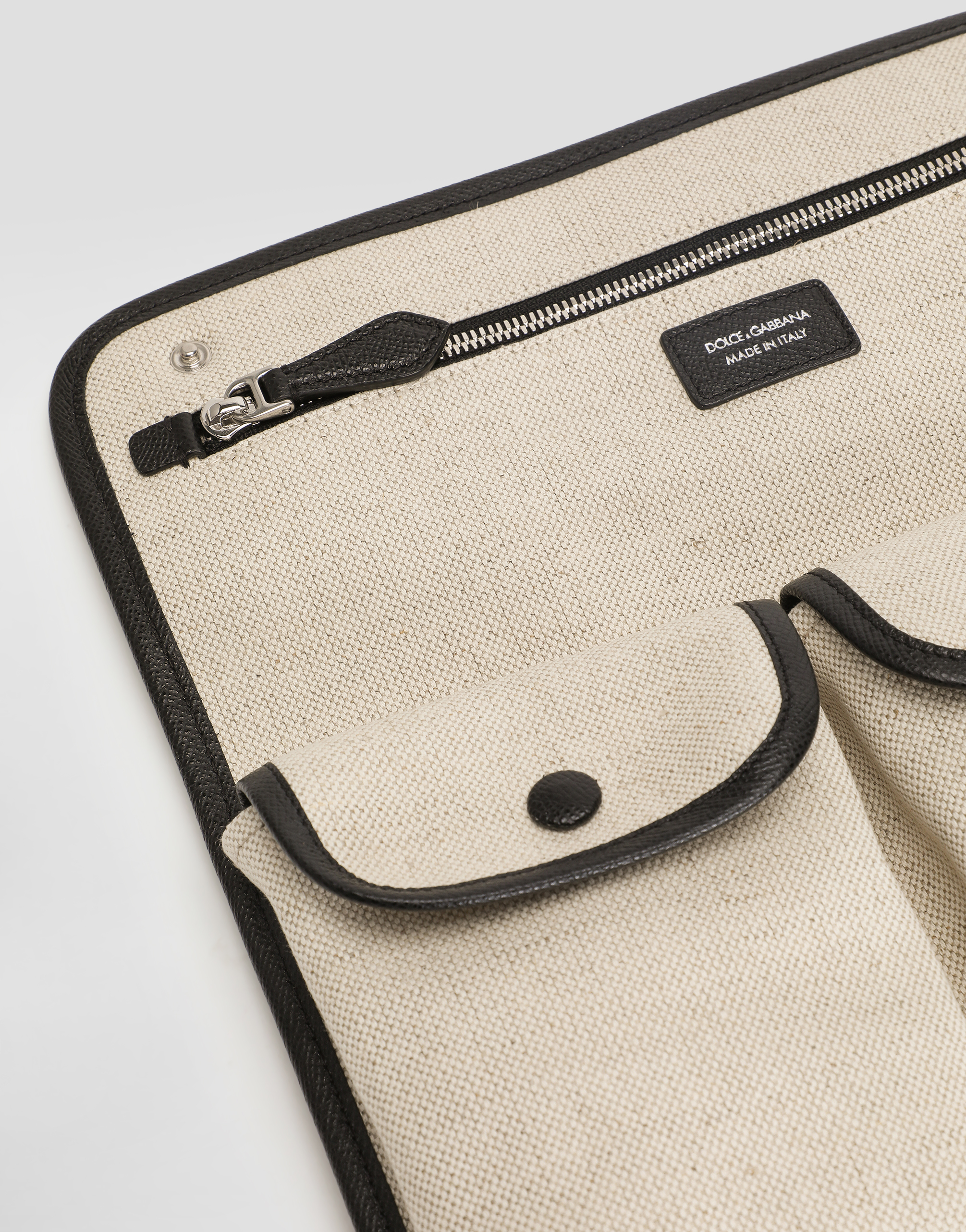 Dolce & Gabbana Atene Salt&pepper And Calfskin Necessaire