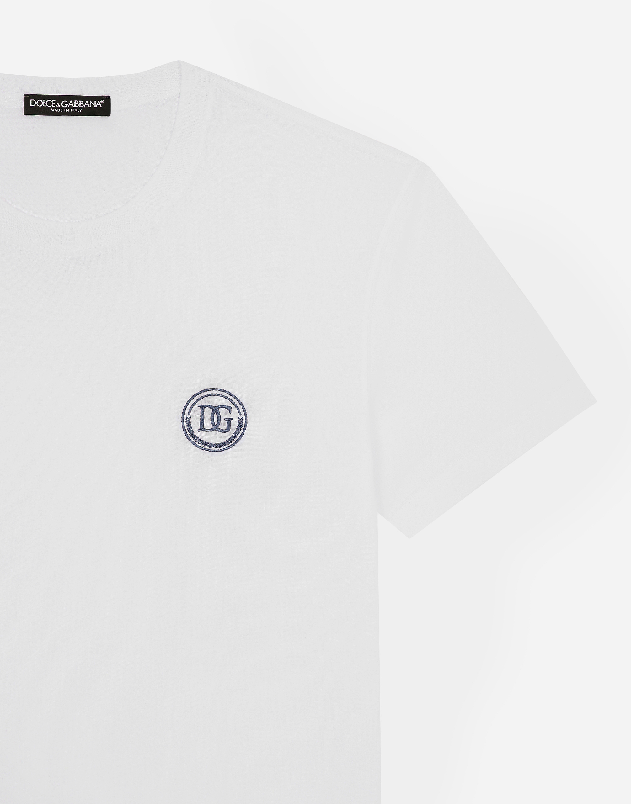 Dolce & Gabbana Short-sleeved T-shirt With Dg Embroidery In White