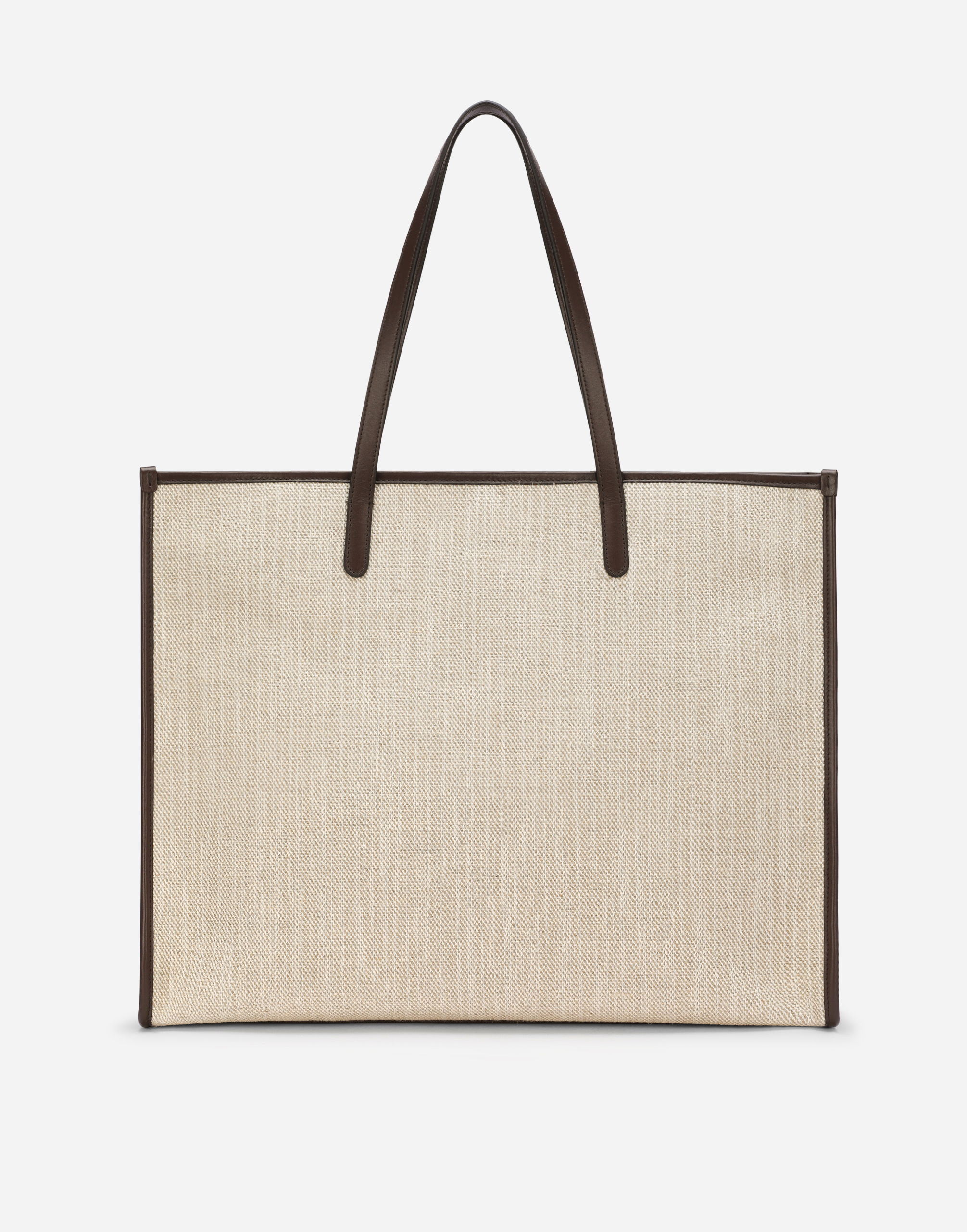 Shop Dolce & Gabbana Large Structured Canvas Shopper In Beige