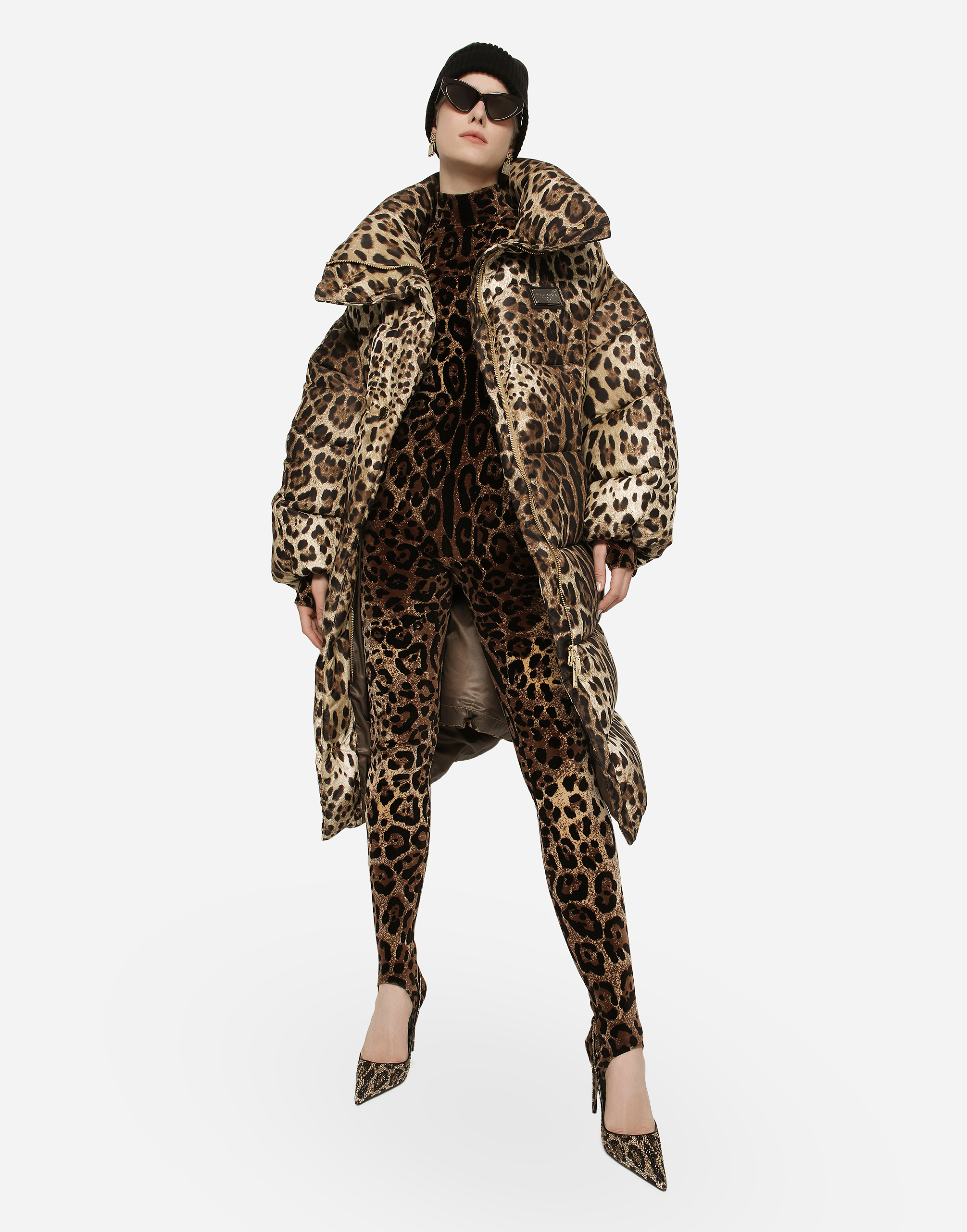 DOLCE & GABBANA LONG LEOPARD-PRINT NYLON JACKET