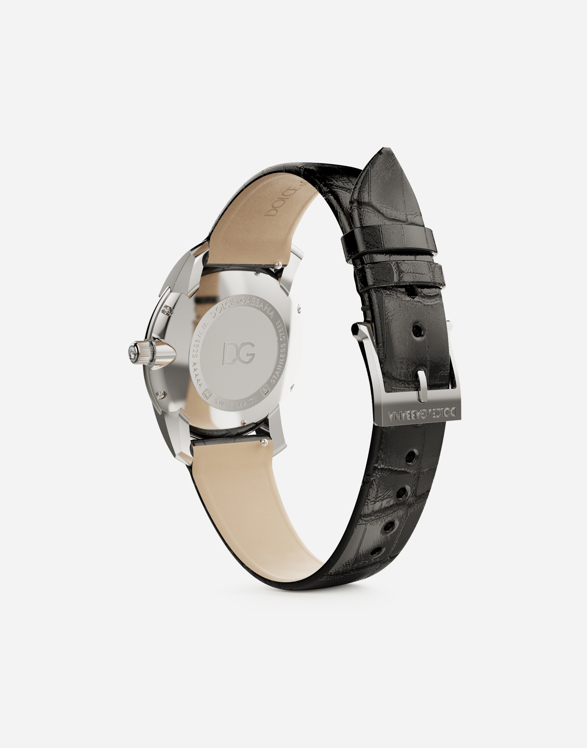 DOLCE & GABBANA DG7 BAROCCO WATCH WITH BLACK ALLIGATOR STRAP