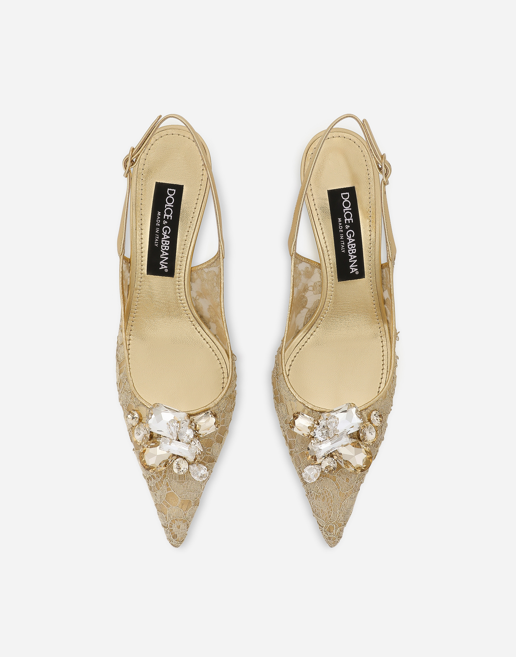 Shop Dolce & Gabbana Rainbow Lace Slingbacks In Lurex Lace In Gold