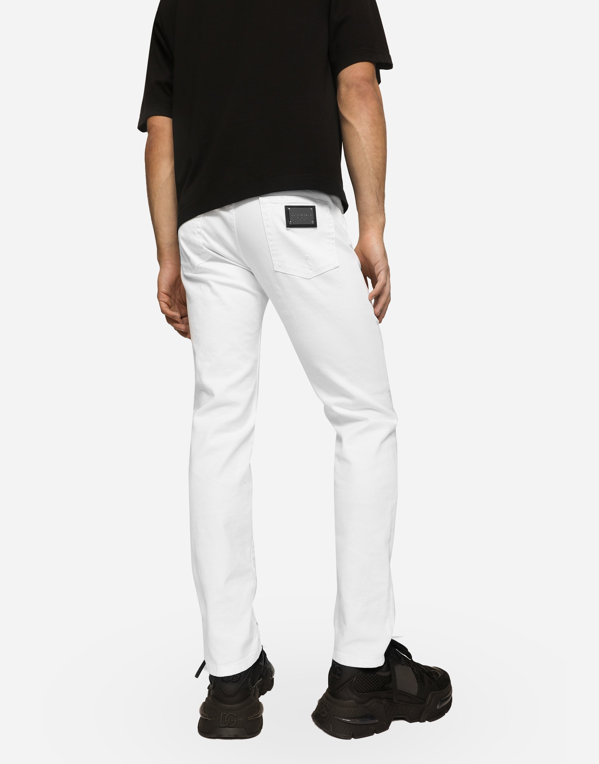 Shop Dolce & Gabbana White Skinny Stretch Jeans In Multicolor