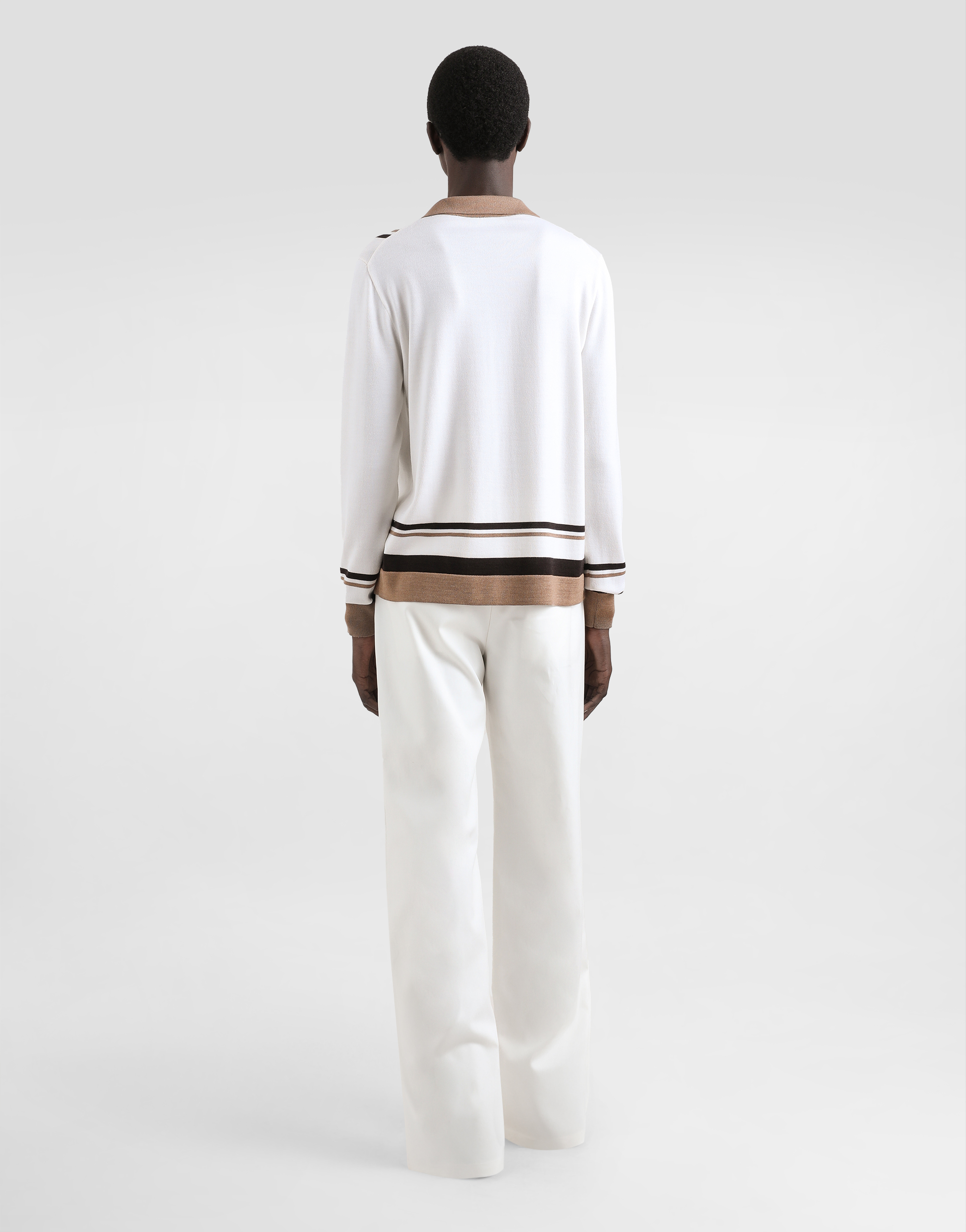 Dolce & Gabbana Logo Embroidery Cardigan Sweaters And Cardigans In Beige