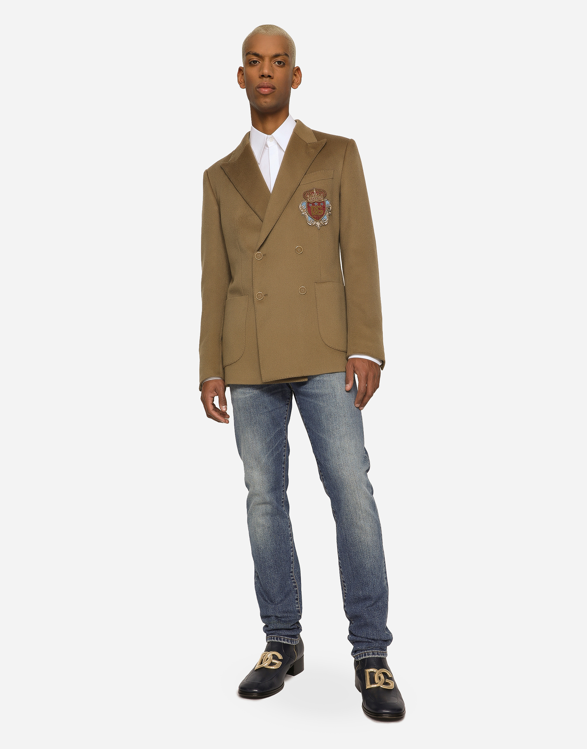 Dolce & Gabbana Washed Skinny Stretch Jeans With Whiskering In Multicolor