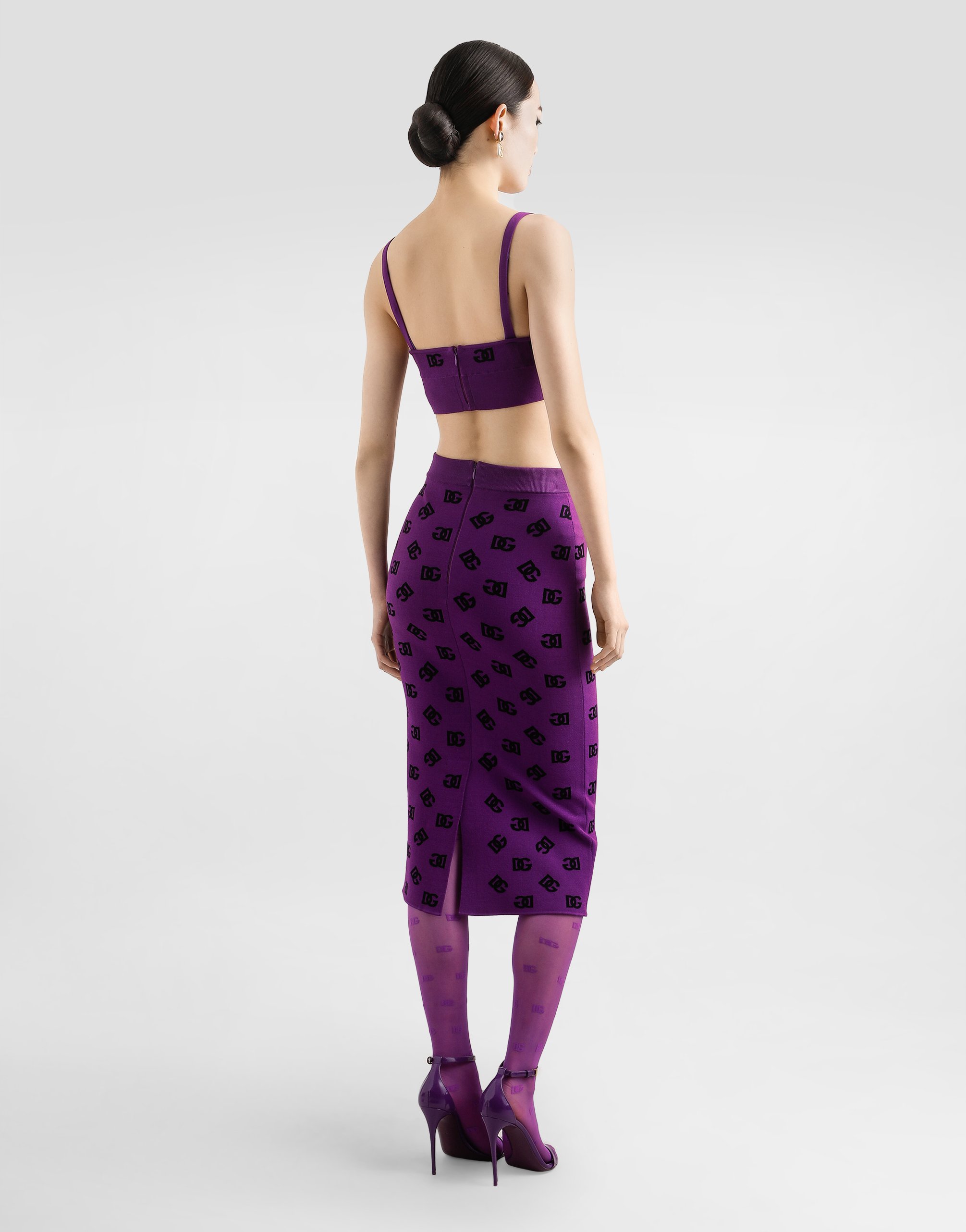 Dolce & Gabbana Viscose Bra Top With Dg Jacquard Logo In Purple