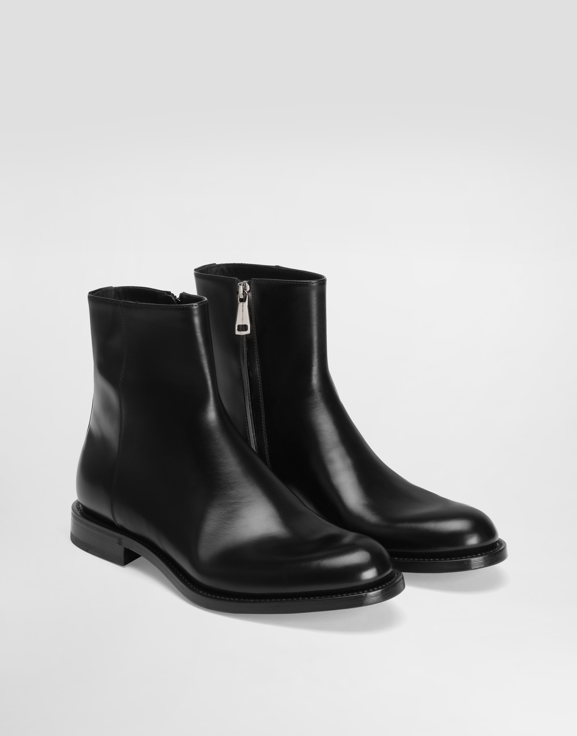 Brushed leather ankle boots