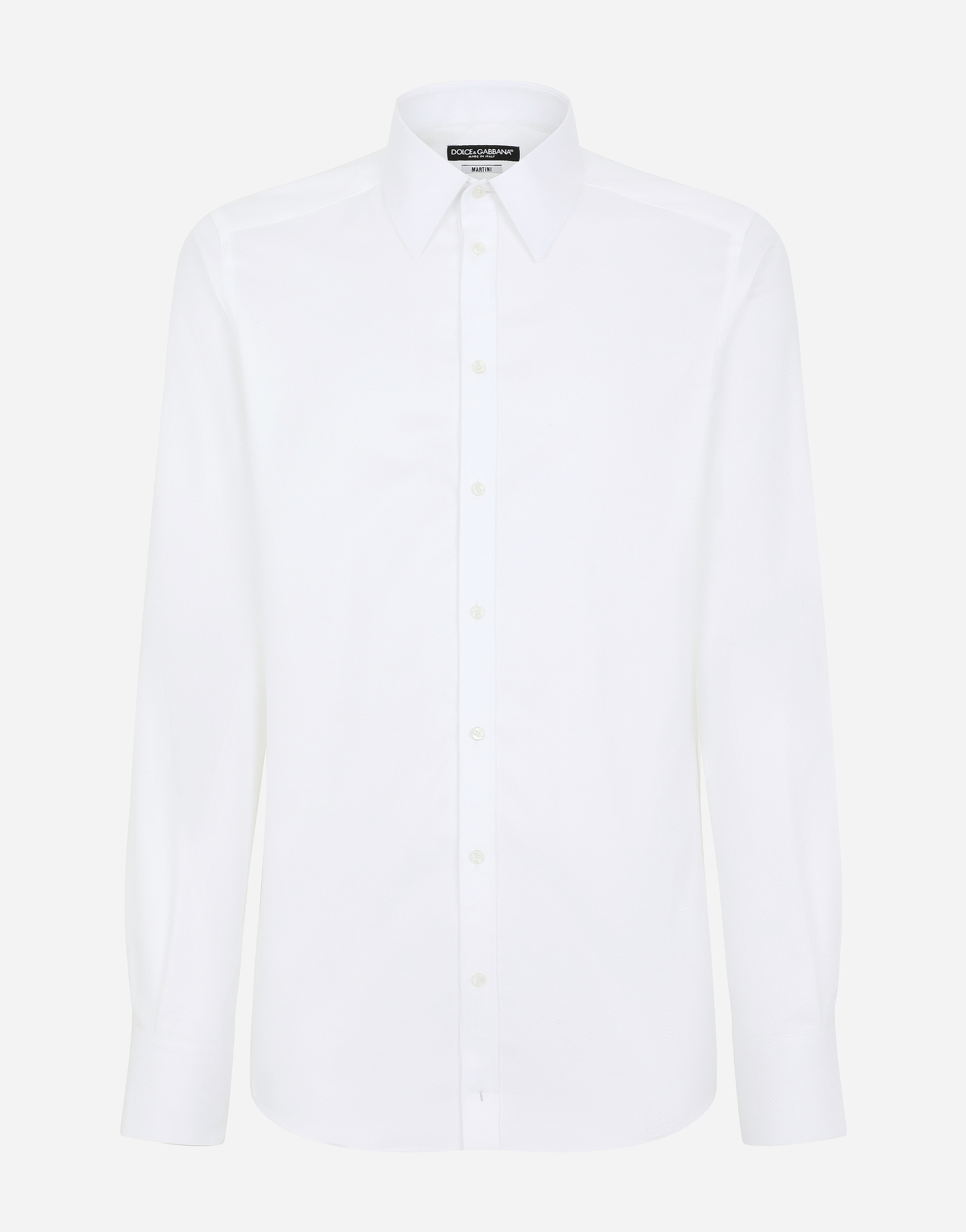 Dolce & Gabbana Cotton Micro-jacquard Martini-fit Shirt In ホワイト
