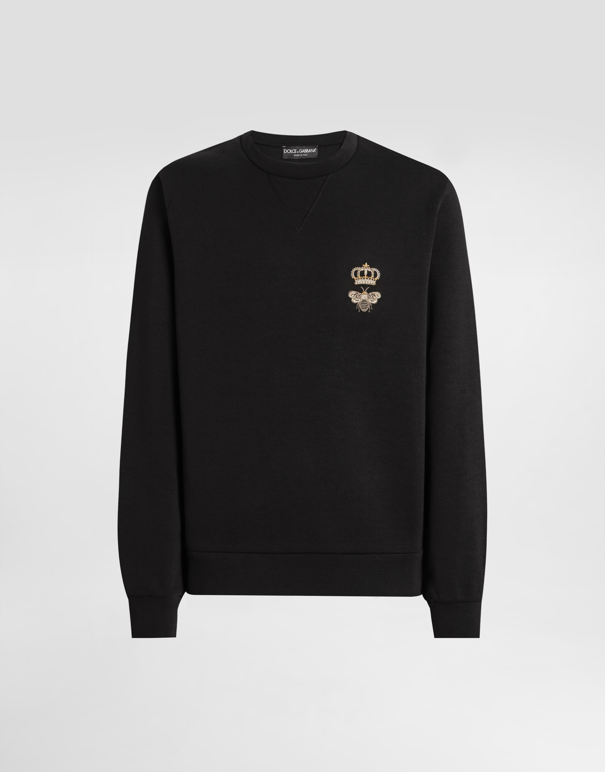 Cotton jersey sweatshirt with embroidery in Black for Men