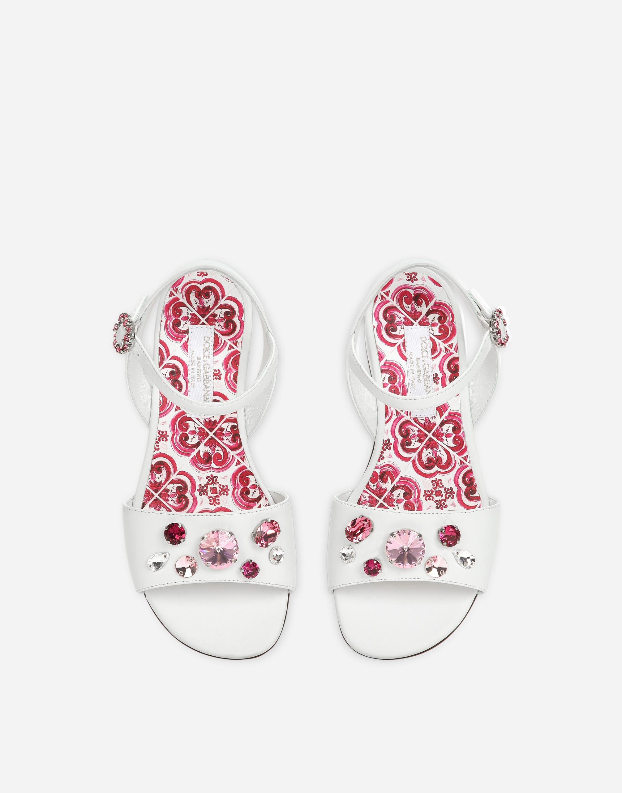 Shop Dolce & Gabbana Nappa Leather Sandals With Embroidery In Multicolor