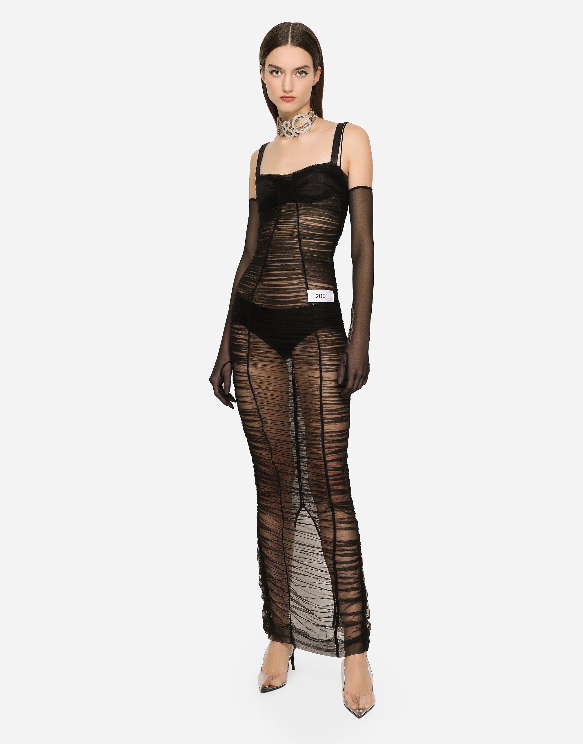 DOLCE & GABBANA KIM DOLCE&GABBANA LONG DRAPED TULLE DRESS