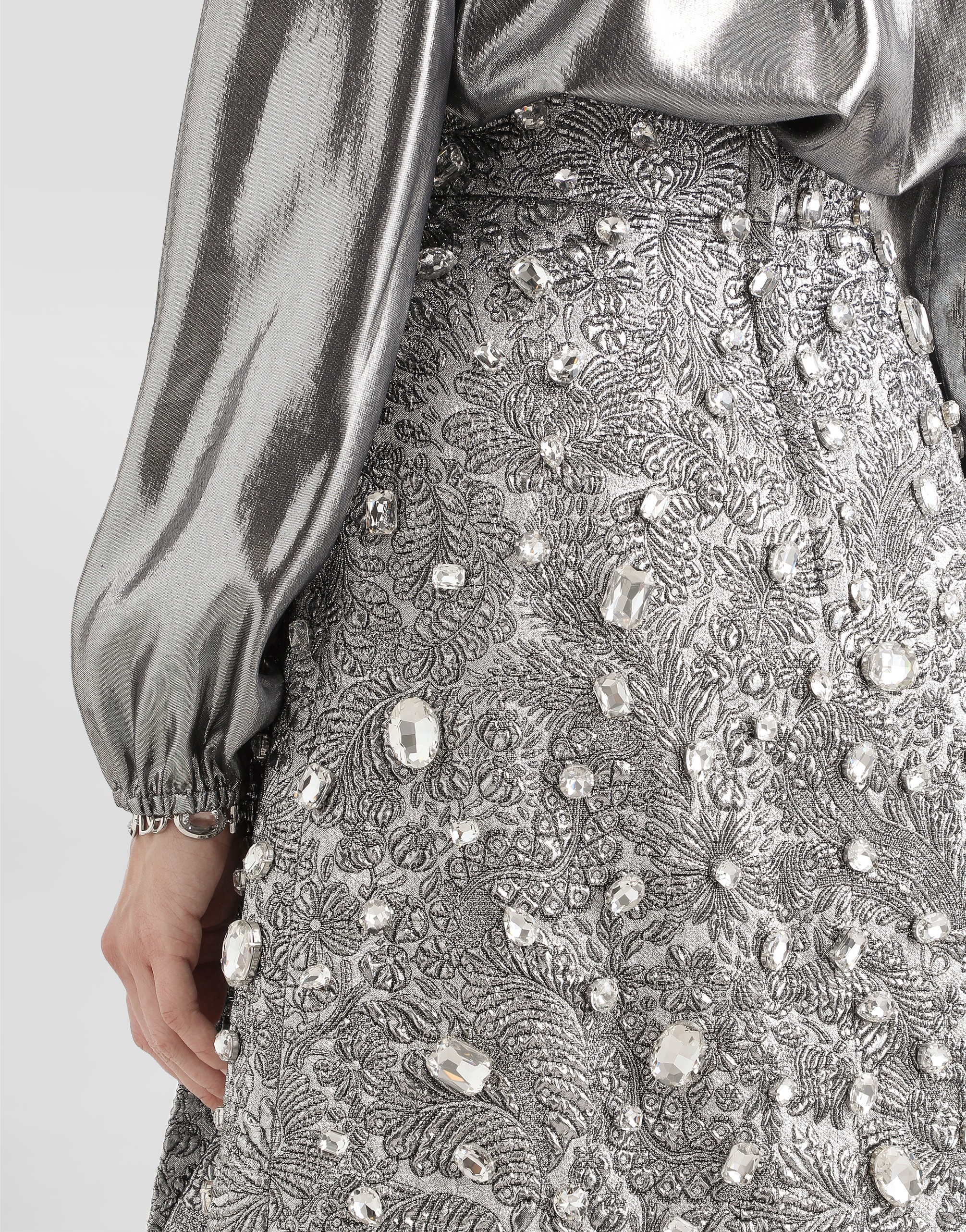 Dolce & Gabbana Crystal-embellished Midi Skirt In Multi