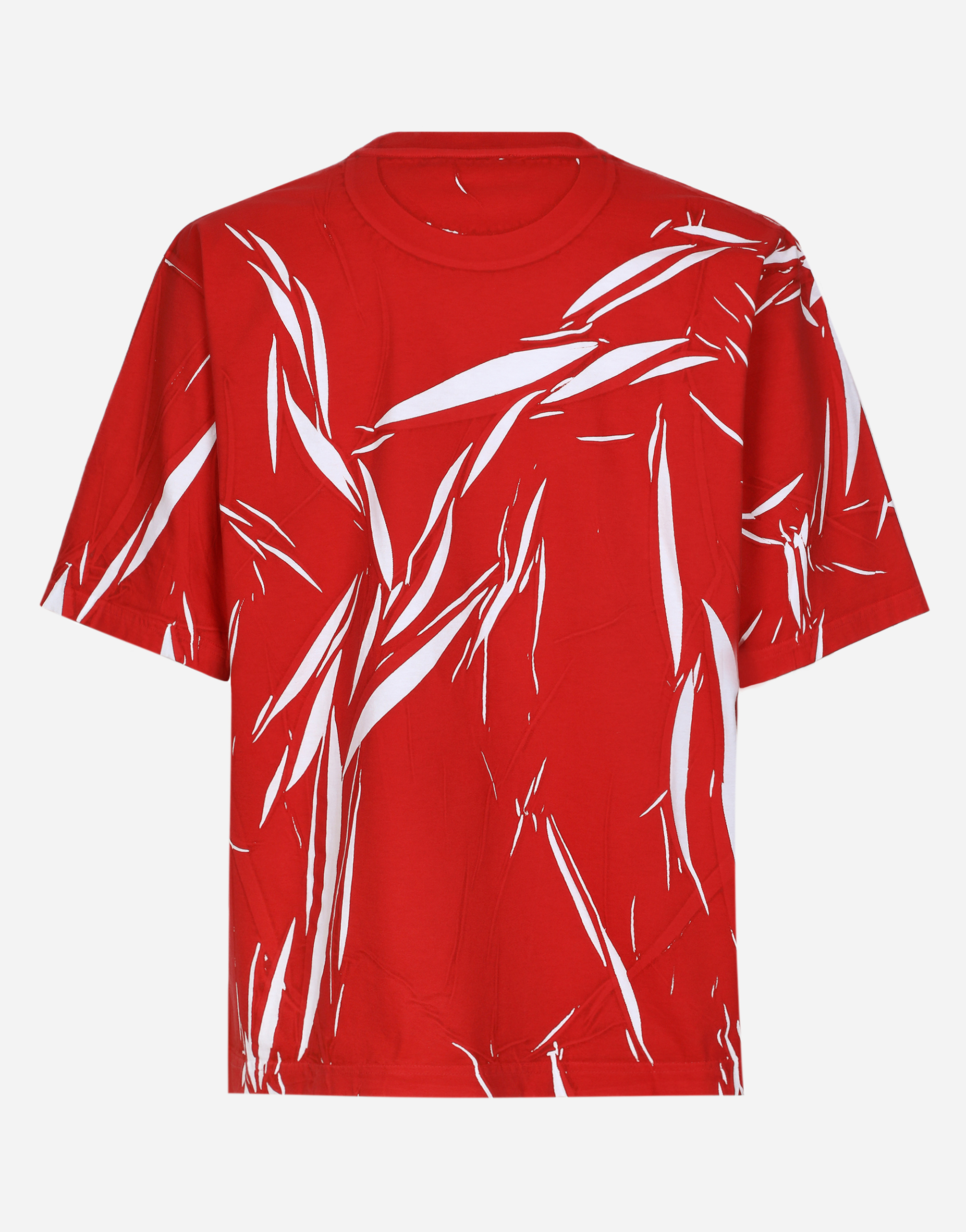 DOLCE & GABBANA OVERDYED COTTON T-SHIRT WITH BRANDED TAG