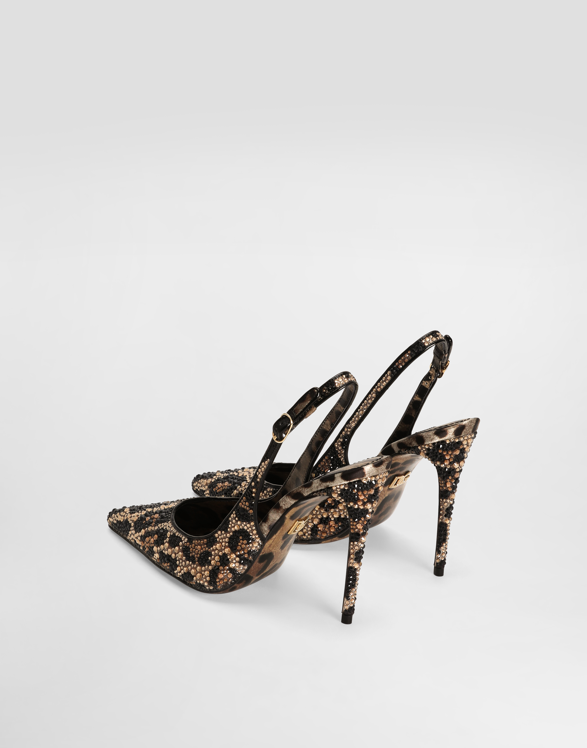  Dolce & Gabbana Dolce & Gabbana Satin Slingbacks With Fusible Rhinestones - Woman Pumps And Slingback Animal Print Satin 36 