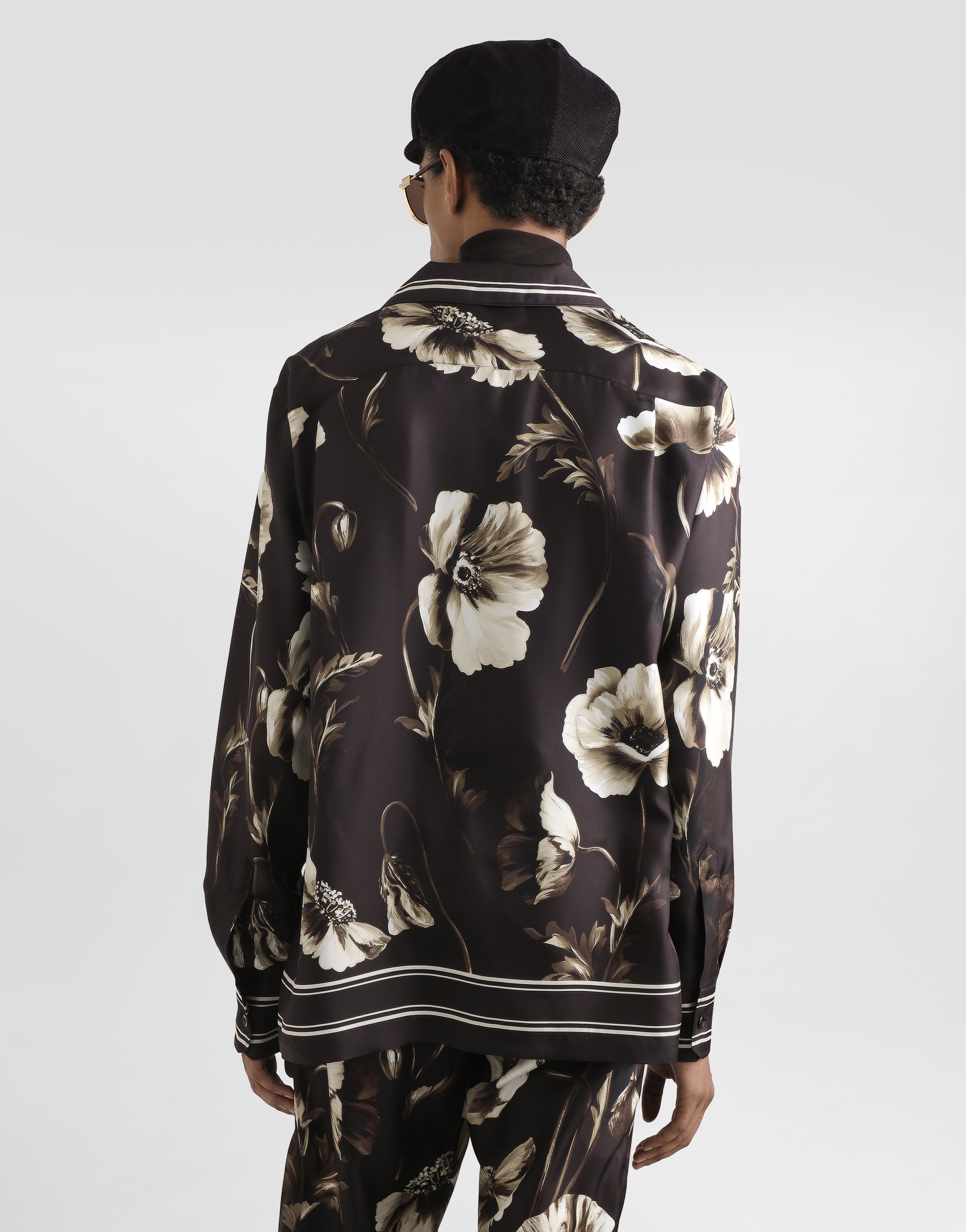 Poppy-print silk twill vanity shirt