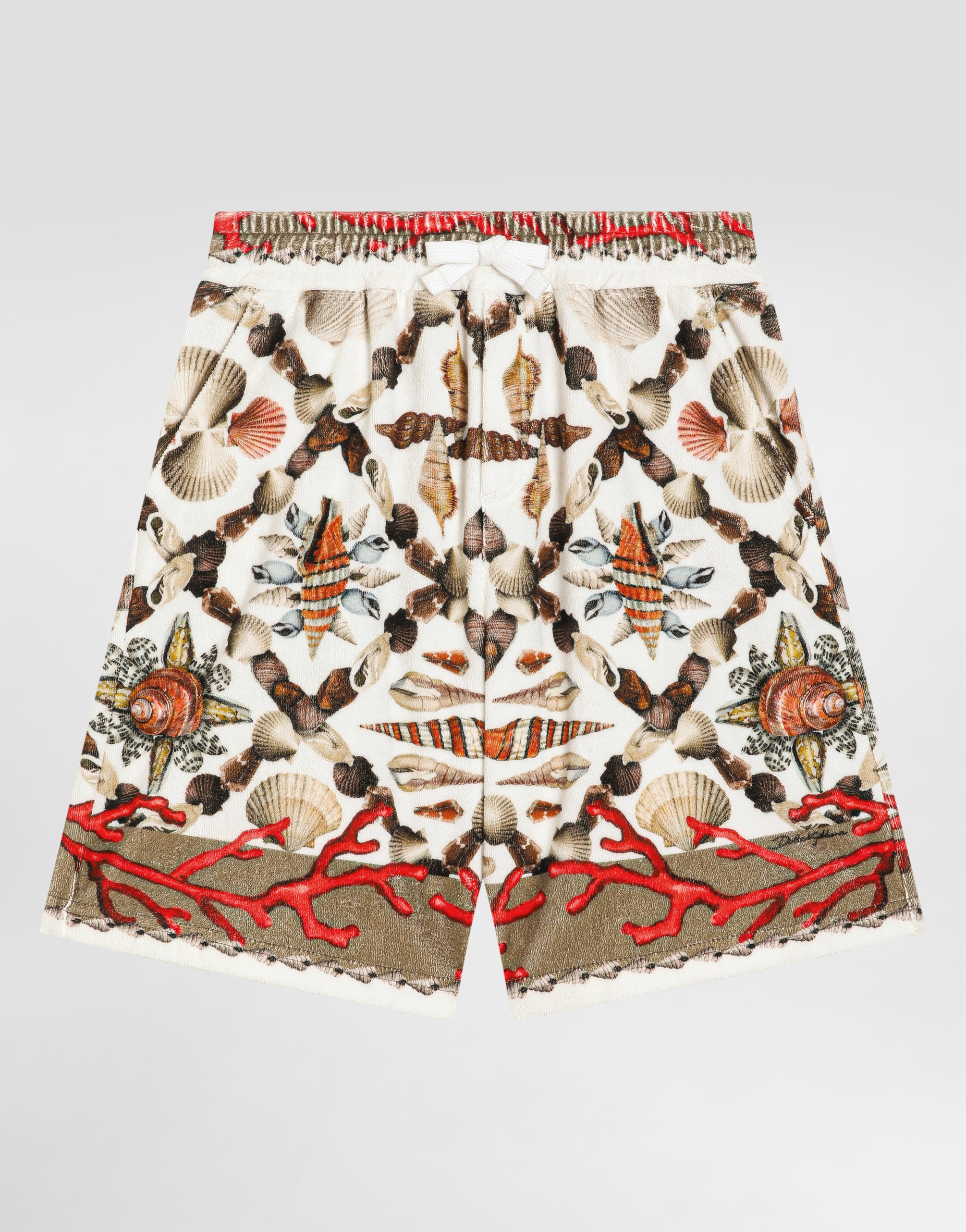 Shell-print cotton terry bermuda shorts