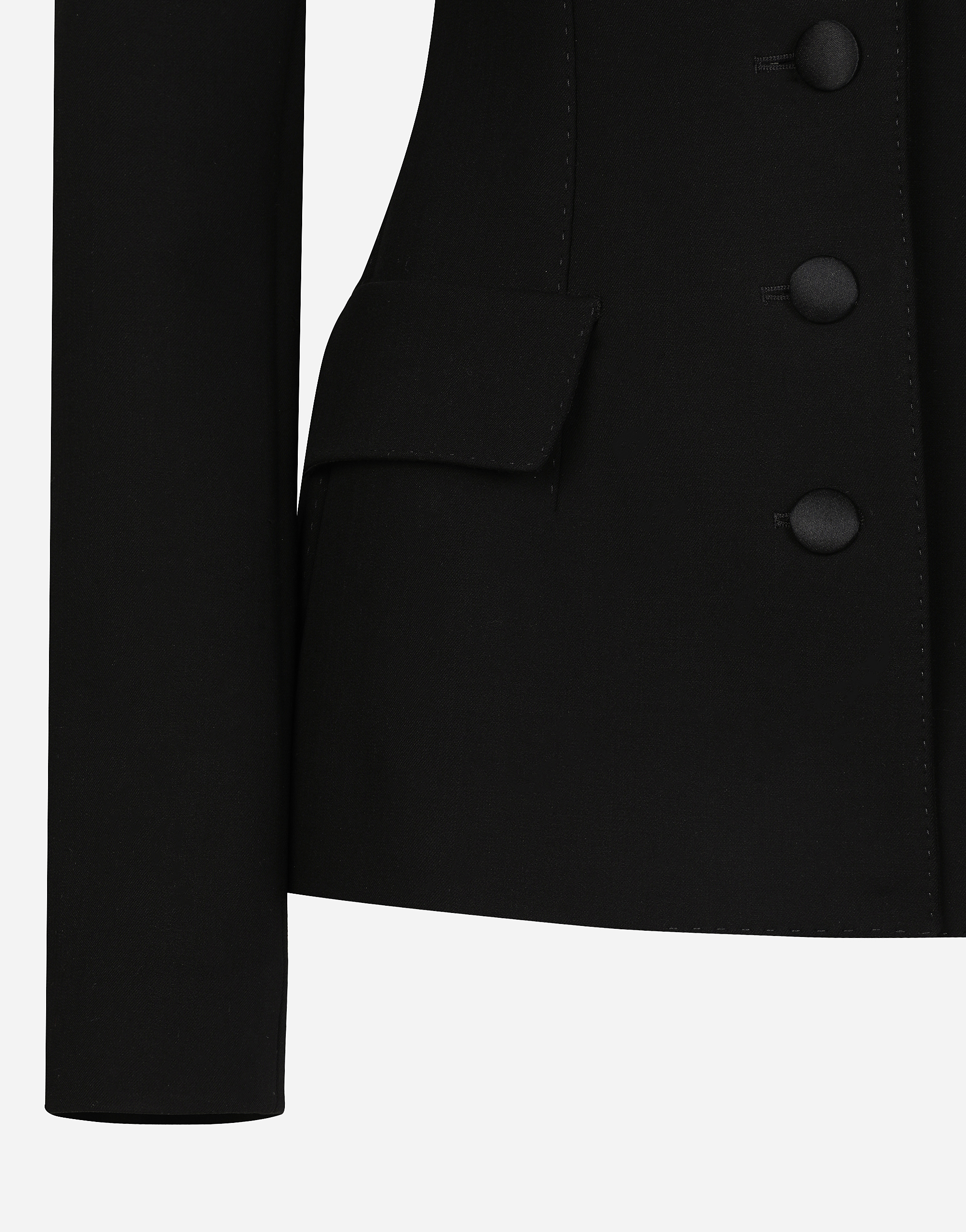 Shop Dolce & Gabbana Single-breasted Wool Jacket With Faux Fur Collar In Black