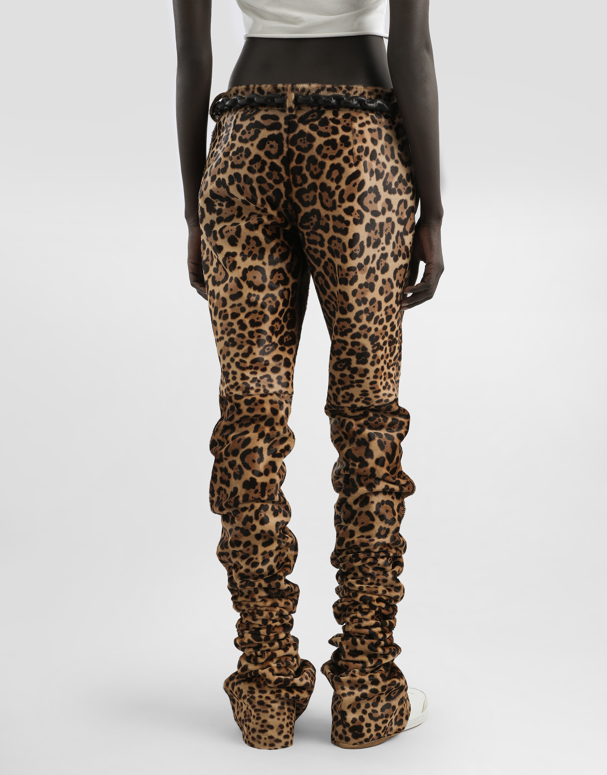 Leopard-print calf trousers
