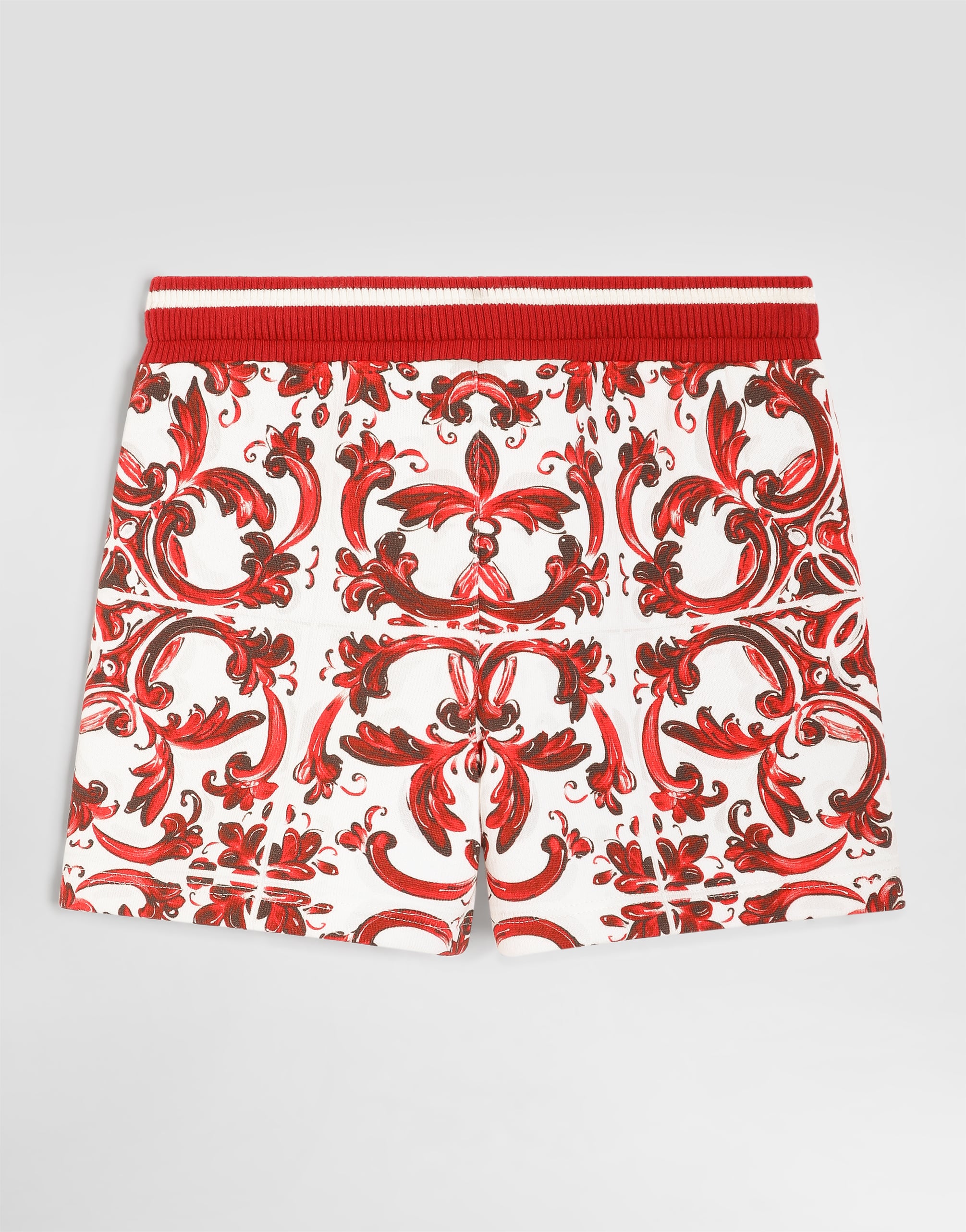  Dolce & Gabbana Majolica-print Fleece Bermuda Shorts - Man Trousers And Shorts Multicolor 12/18 Months 
