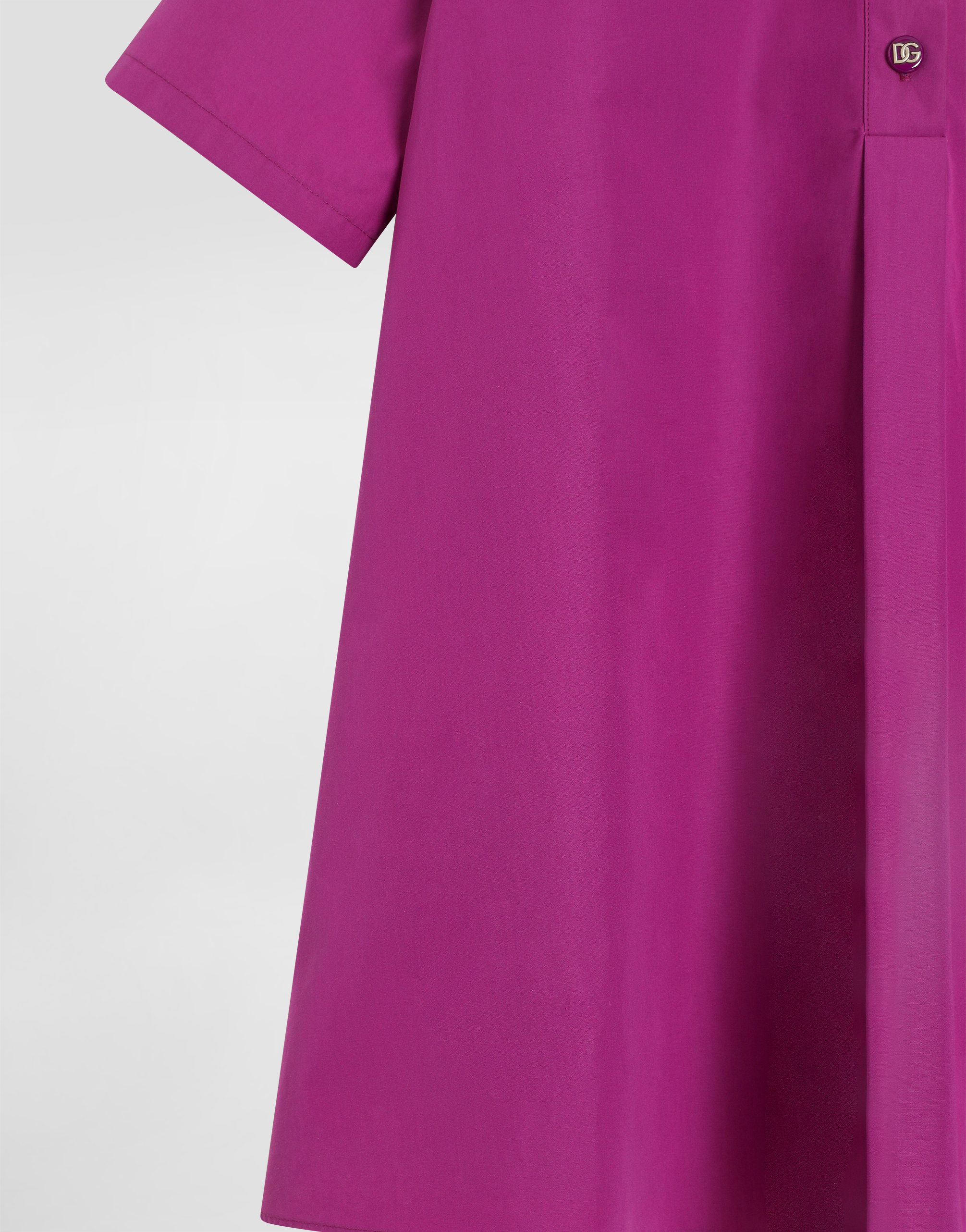Dolce & Gabbana Cotton Poplin Dress With Patch In Fuchsia
