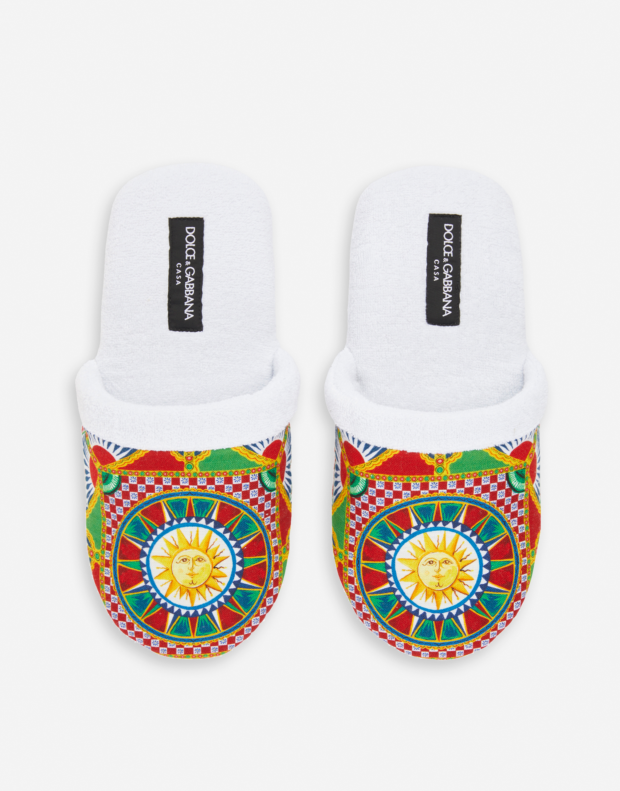 Dolce & Gabbana Cotton Terry Slippers In Multicolor