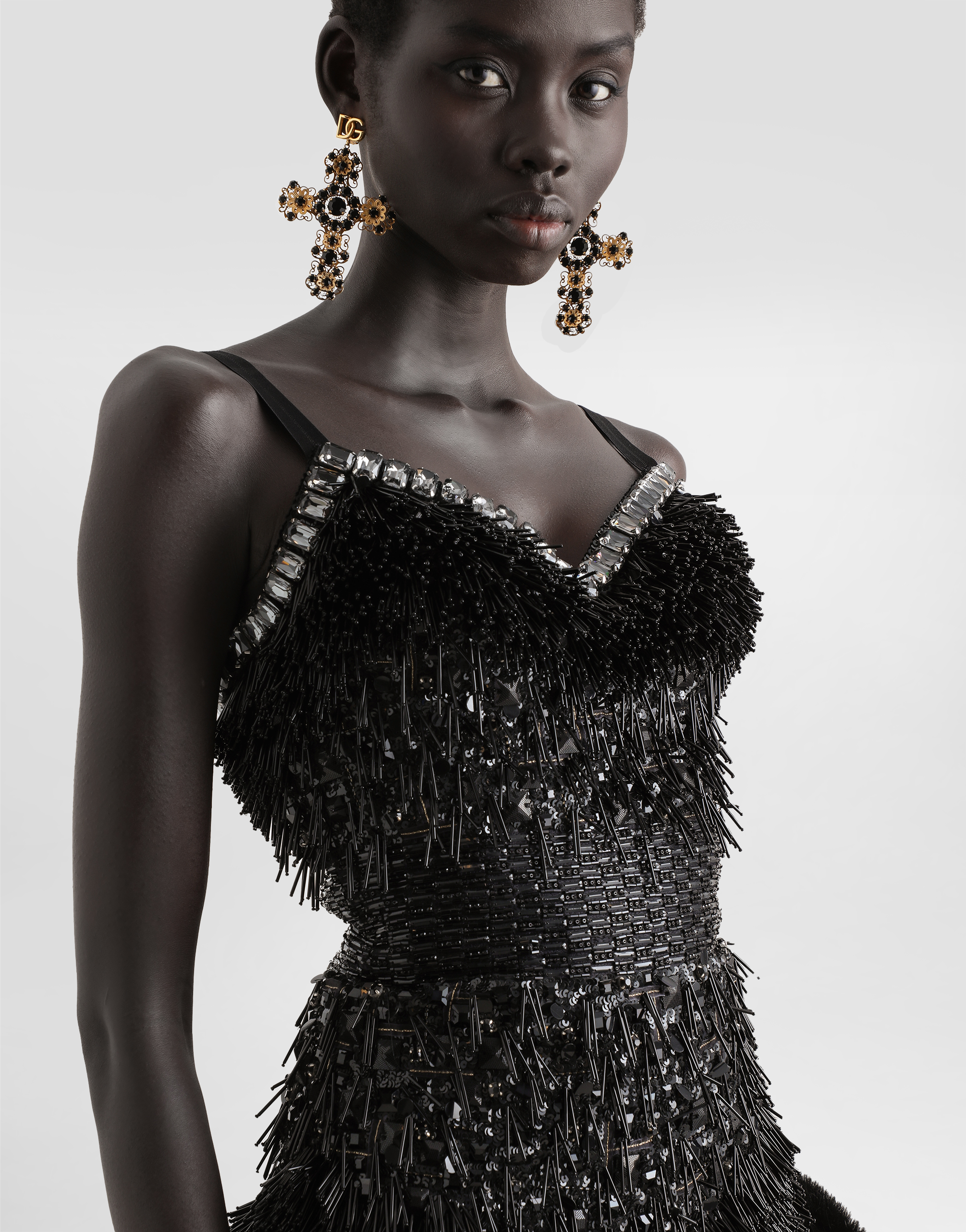 Sequined and micro-beaded bodysuit