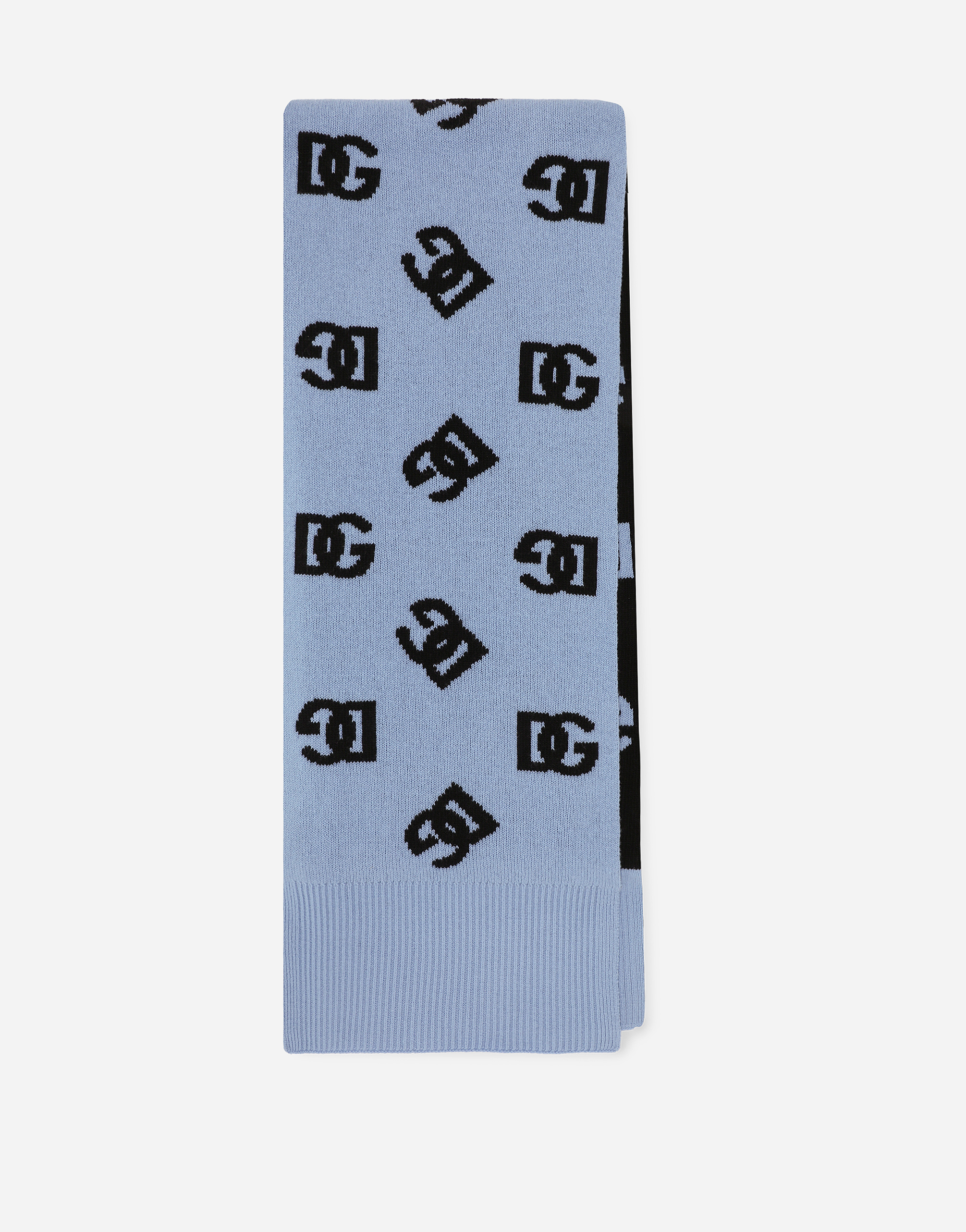 Dolce & Gabbana Wool Scarf With Jacquard Dg Logo - Woman Scarves And Silks Azure Onesize
