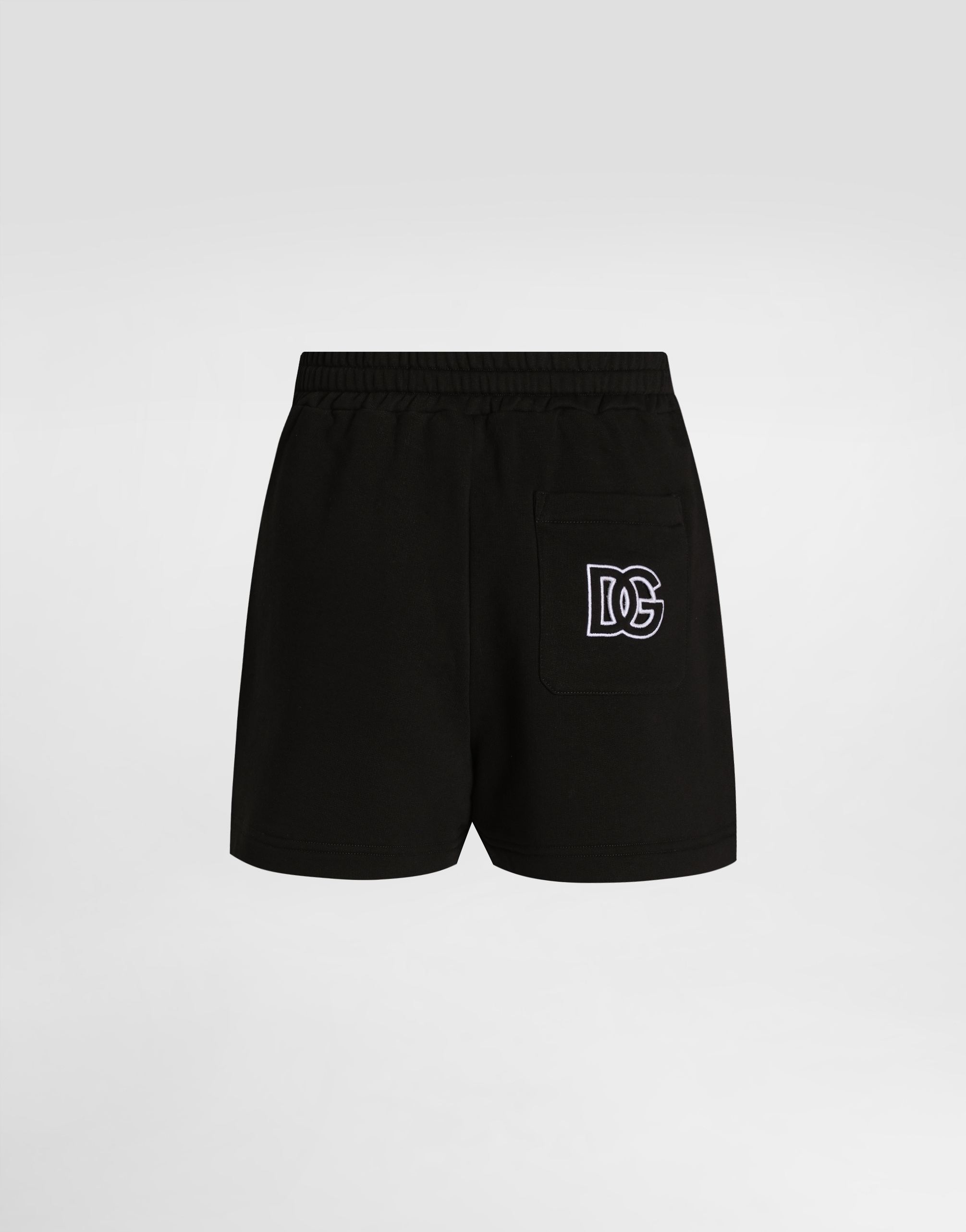 Dolce & Gabbana Shorts In Felpa Con Ricamo Dg In Black